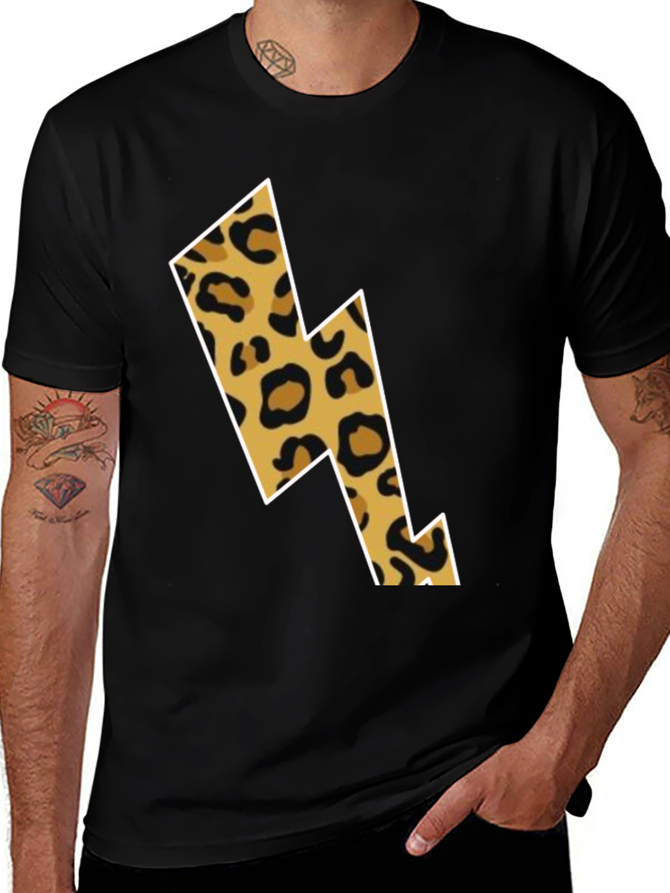 Variant 14 of Leopard Lightning Bolt Graphic Tee