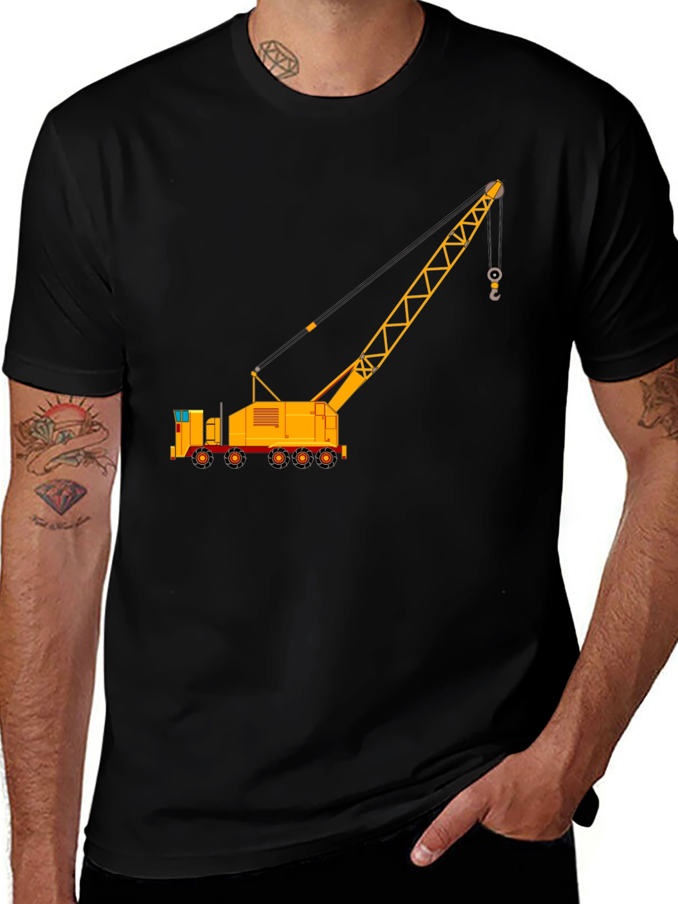 Black Construction Crane Graphic T-Shirt main image