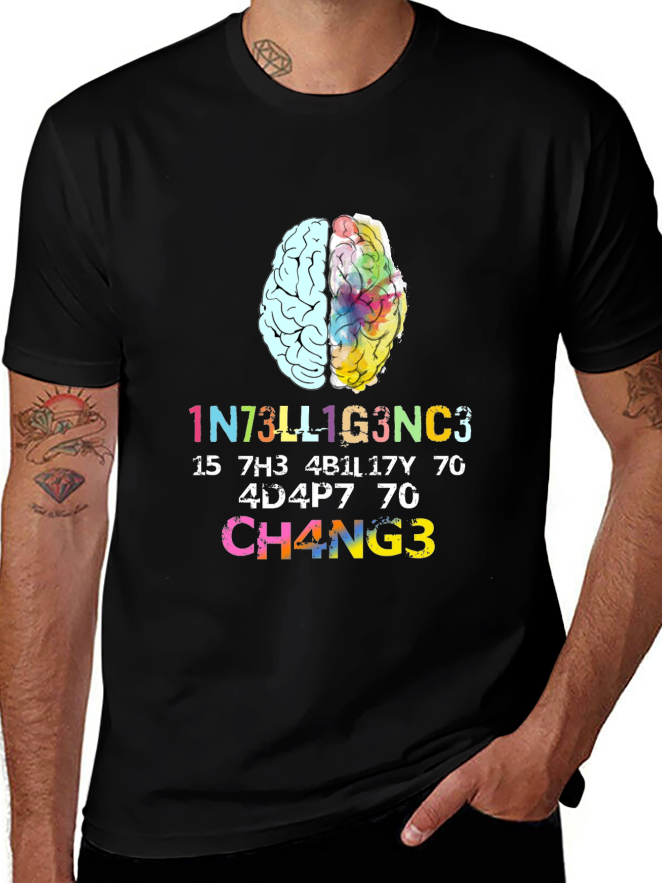 Variant 6 of Intelligent Change Graphic Tee - Black Cotton T-Shirt