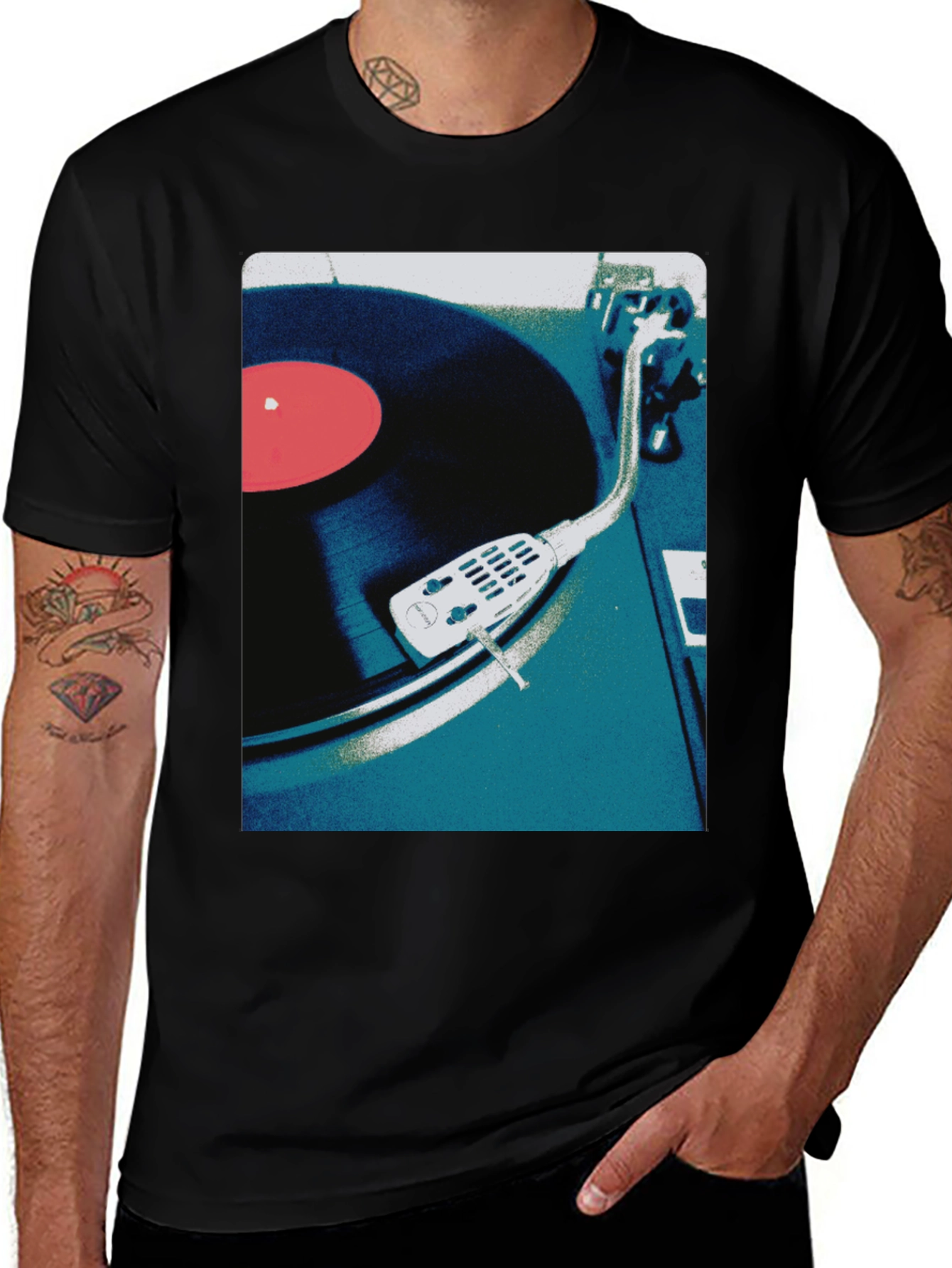 Variant 23 of Vintage Turntable Record Player Graphic T-Shirt