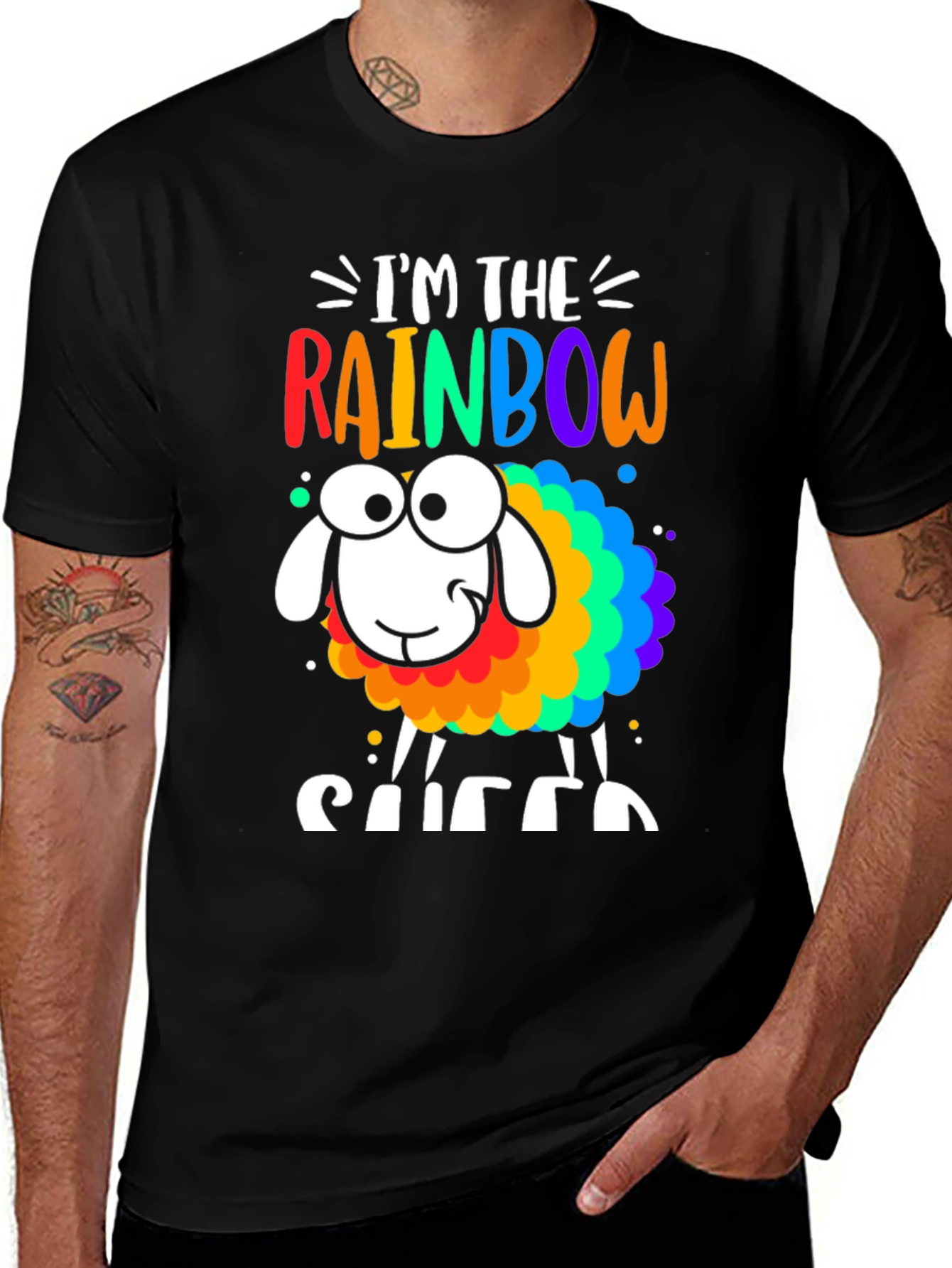 Variant 3 of Rainbow Sheep T-Shirt - Prideful and Playful!