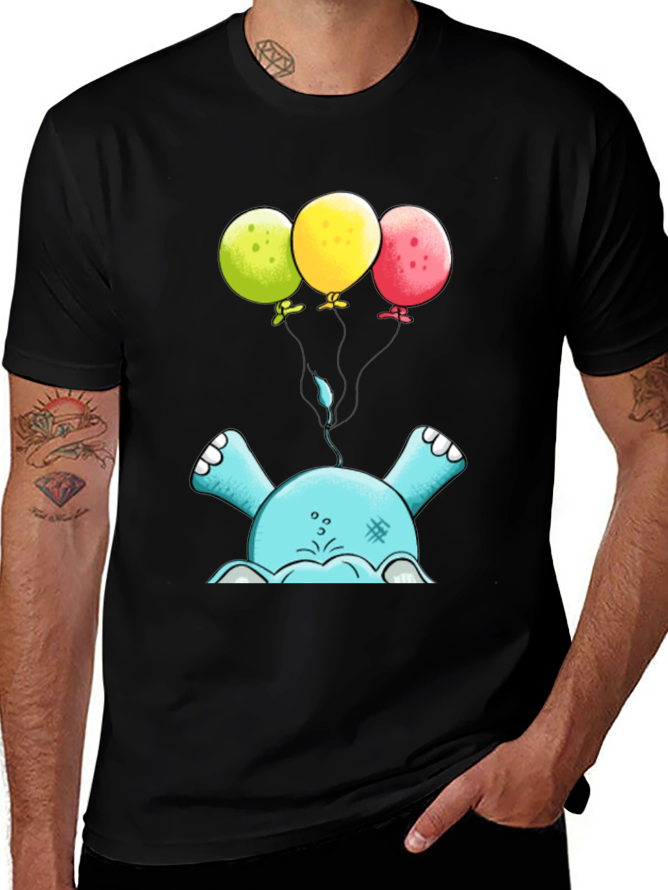 Variant 29 of Elephant Balloons Black T-Shirt
