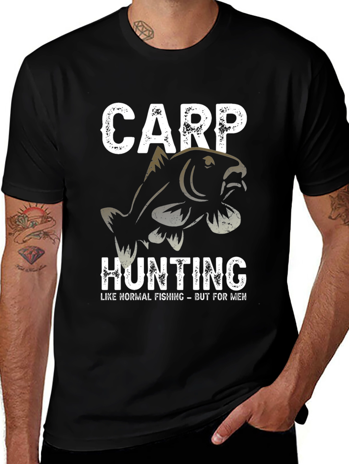 Variant 19 of Carp Hunting T-Shirt - Like Normal Fishing, But For Men