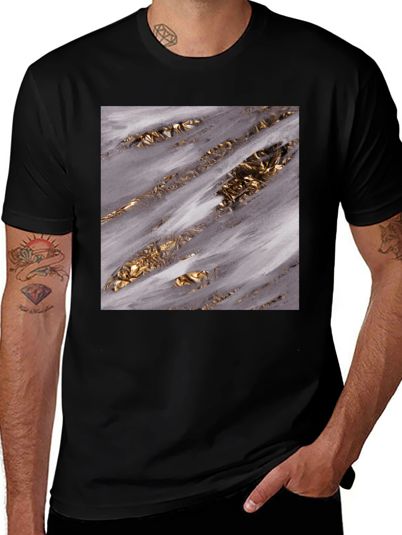 Variant 24 of Abstract Gold Streak Graphic Tee