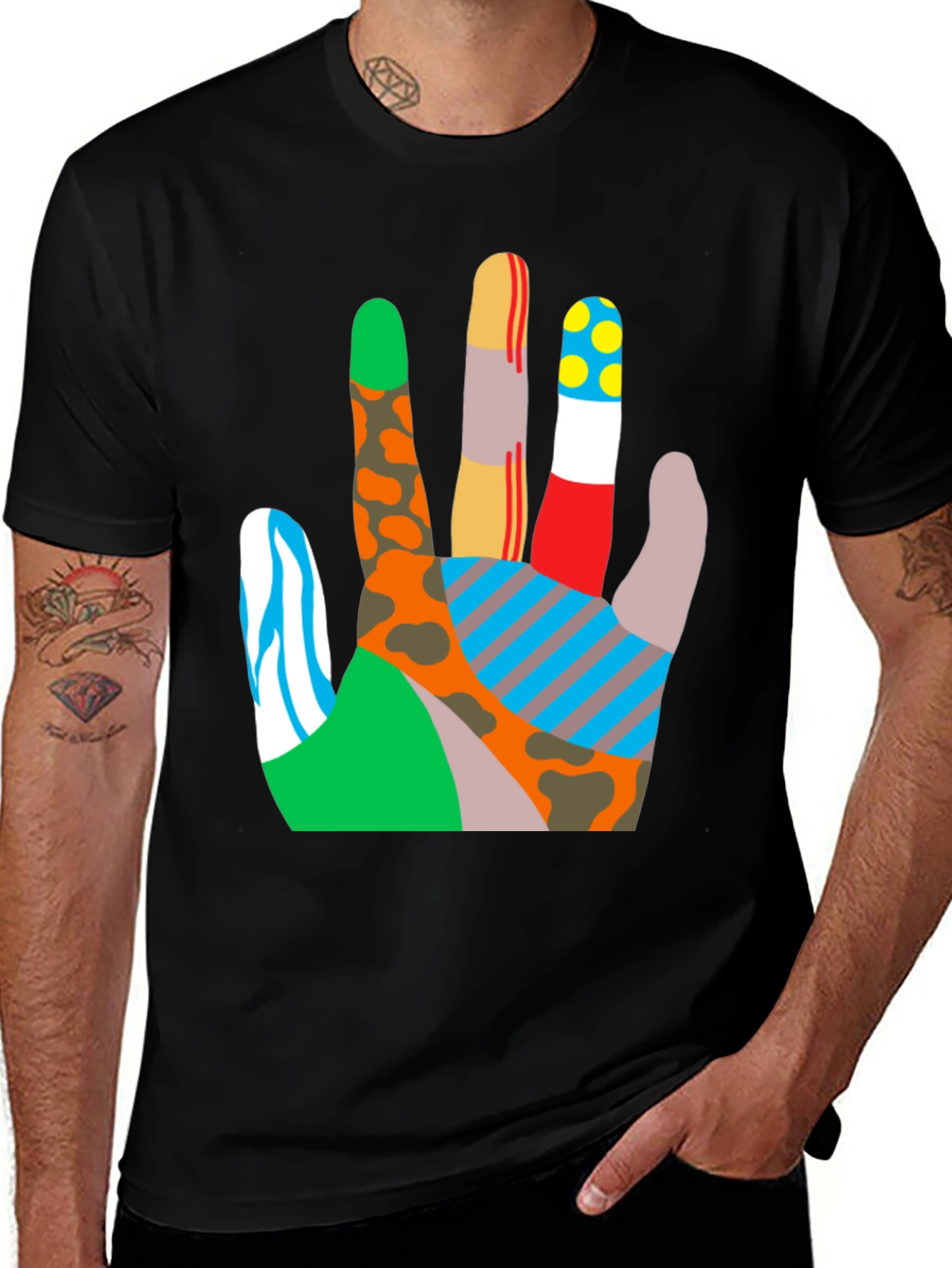 Variant 27 of Abstract Hand Print Men's T-Shirt - Bold & Unique Design