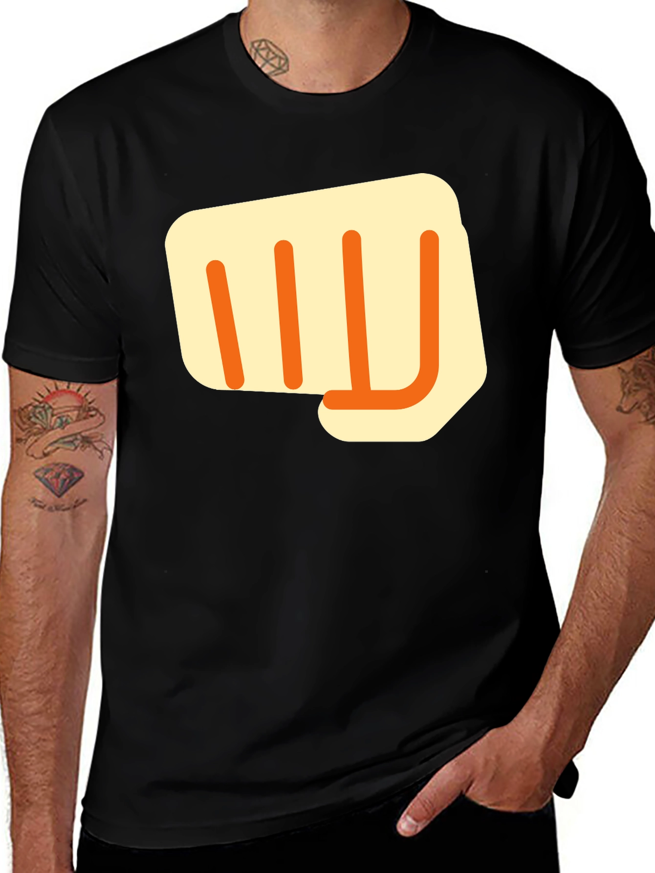 Variant 24 of Fist Bump Graphic Tee - Trendy Casual Black T-Shirt