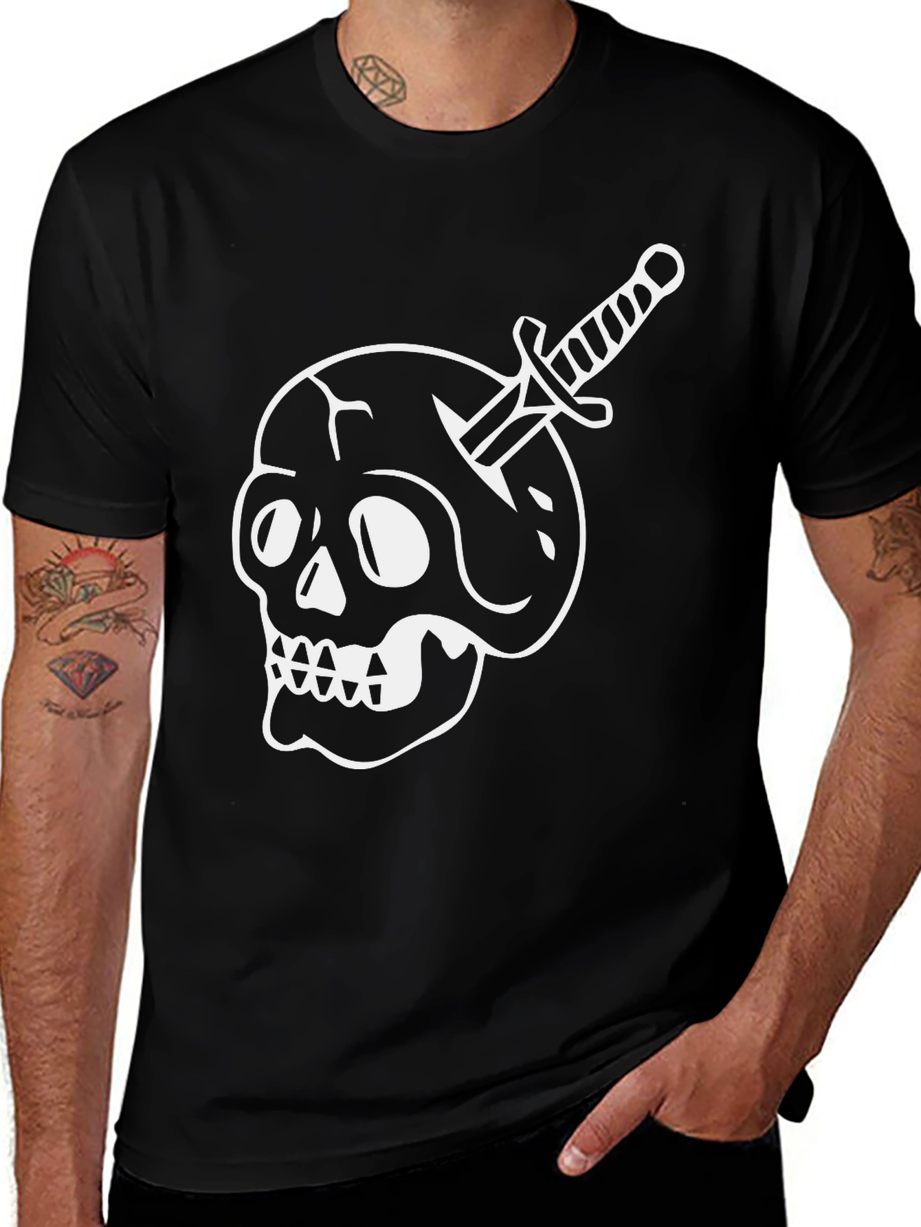 Variant 18 of Skull & Dagger Graphic Tee - Black