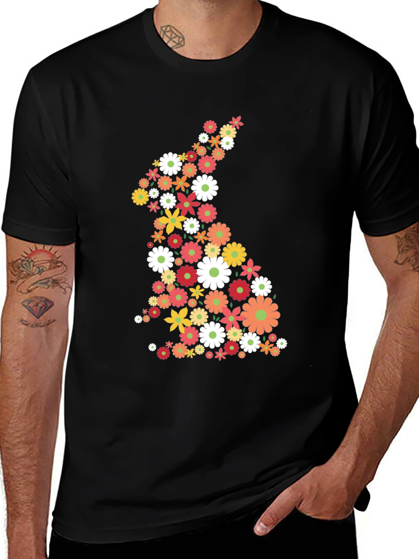 Variant 19 of Floral Bunny Graphic Tee - Easter Style