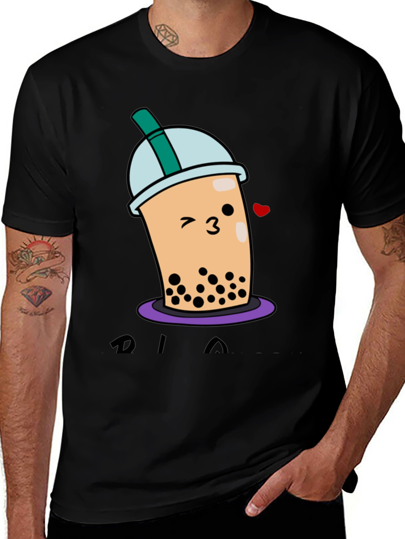 Variant 4 of Cute Bubble Tea Graphic T-Shirt - Unisex Black Tee