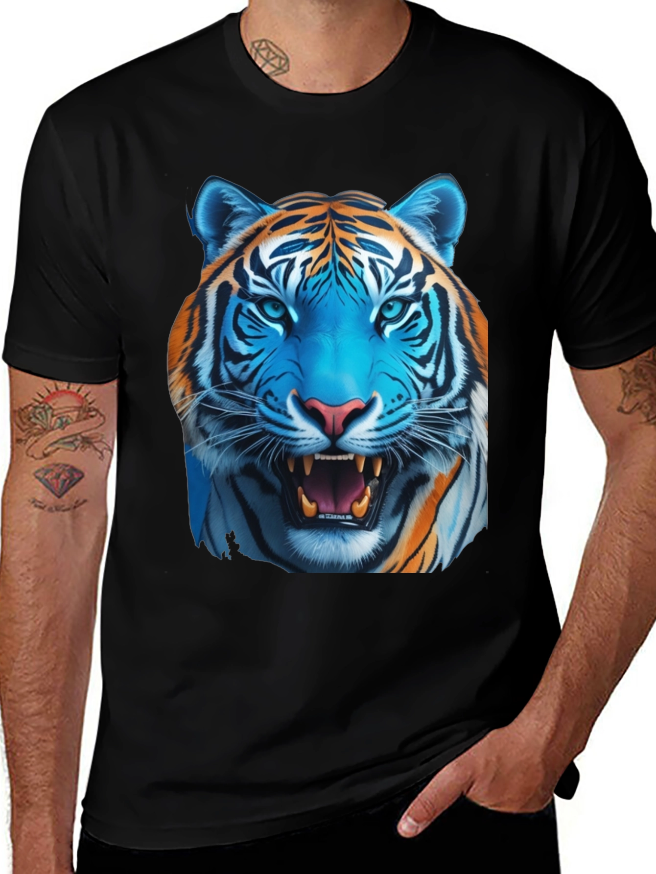 Variant 6 of Bold Tiger Graphic Tee - Men's Black T-Shirt