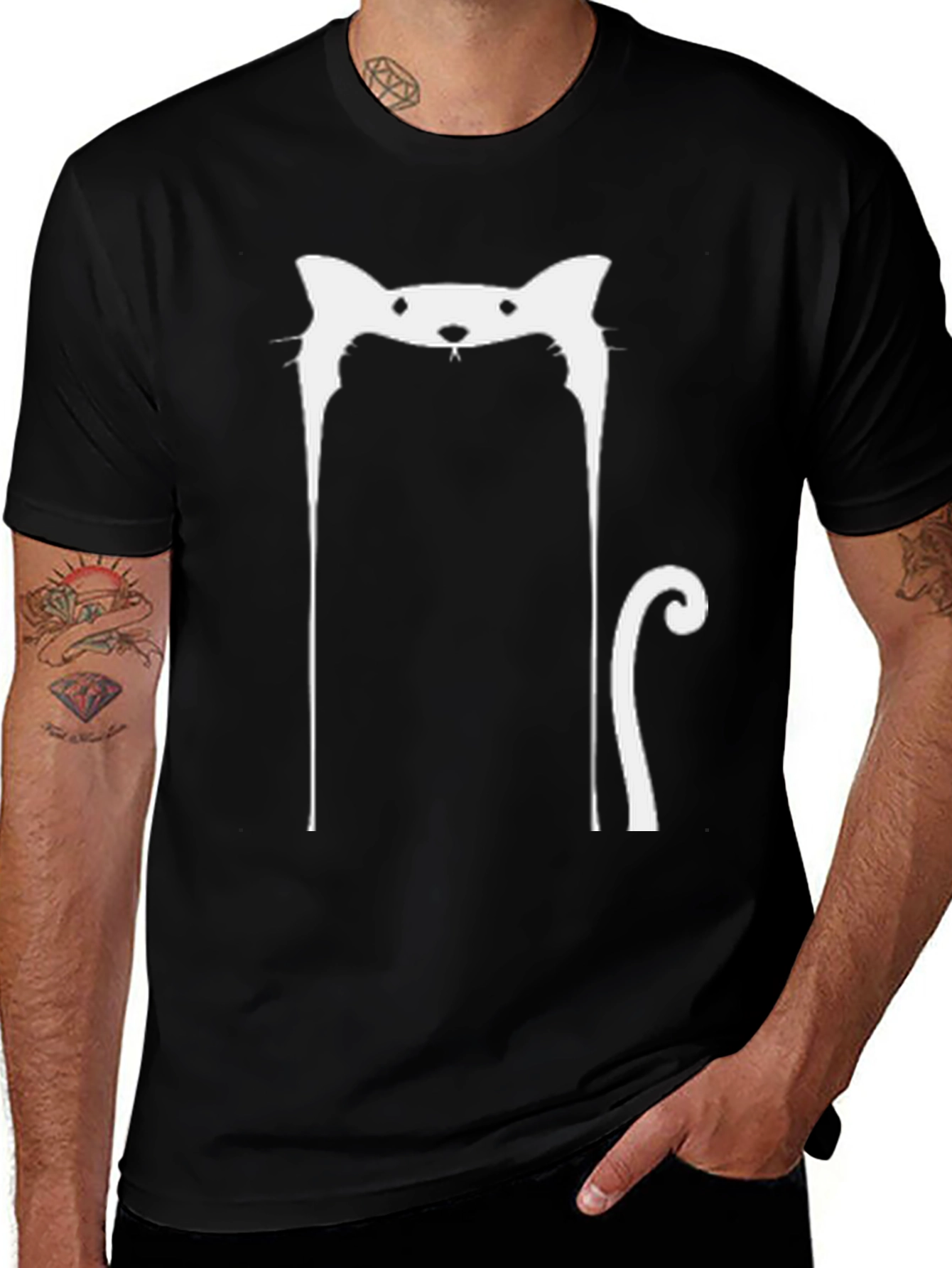 Variant 5 of Cat Outline Black T-Shirt