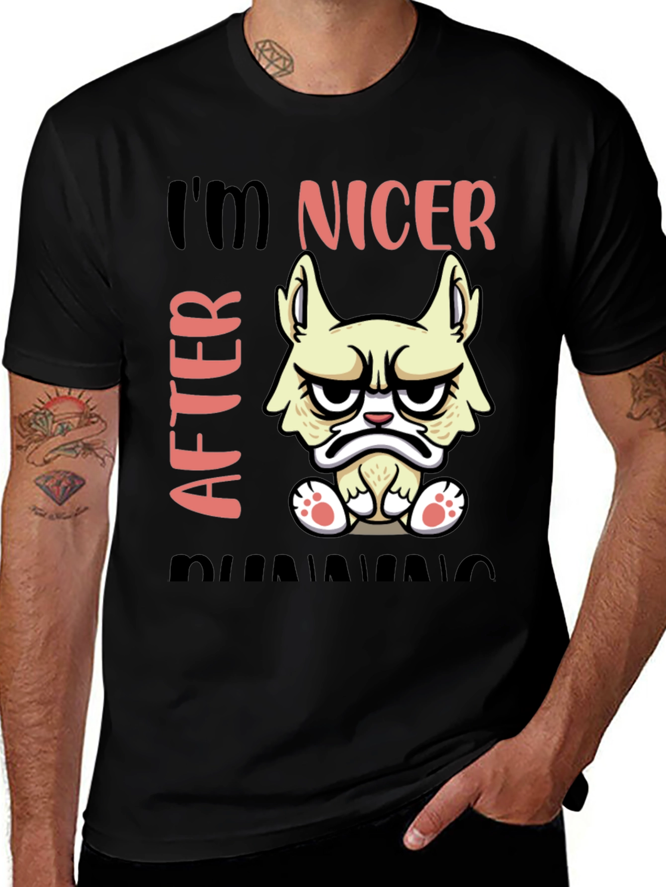 Variant 19 of Funny Grumpy Cat T-Shirt - I'm Nicer After Running