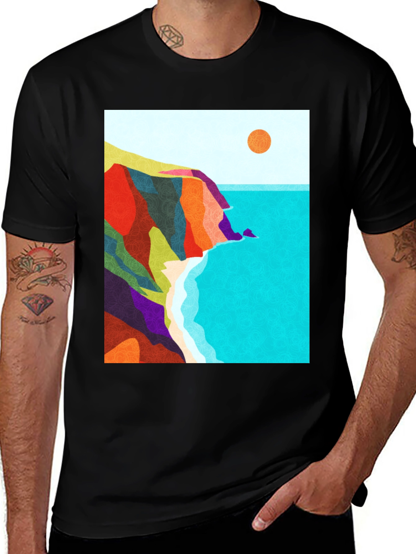 Variant 10 of Abstract Seascape Graphic Black T-Shirt