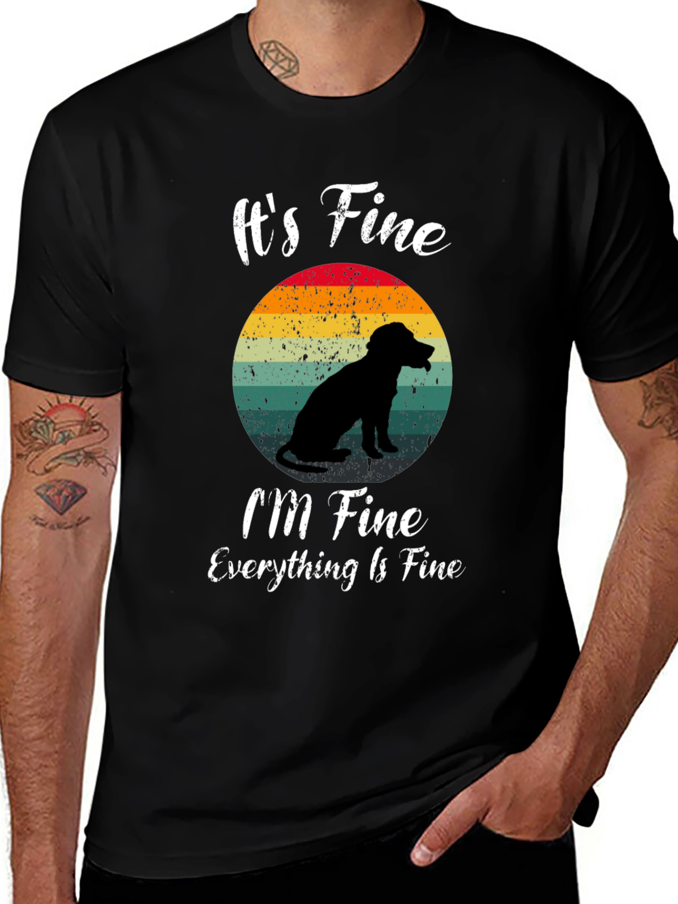 Variant 28 of It's Fine Dog Silhouette Graphic T-Shirt