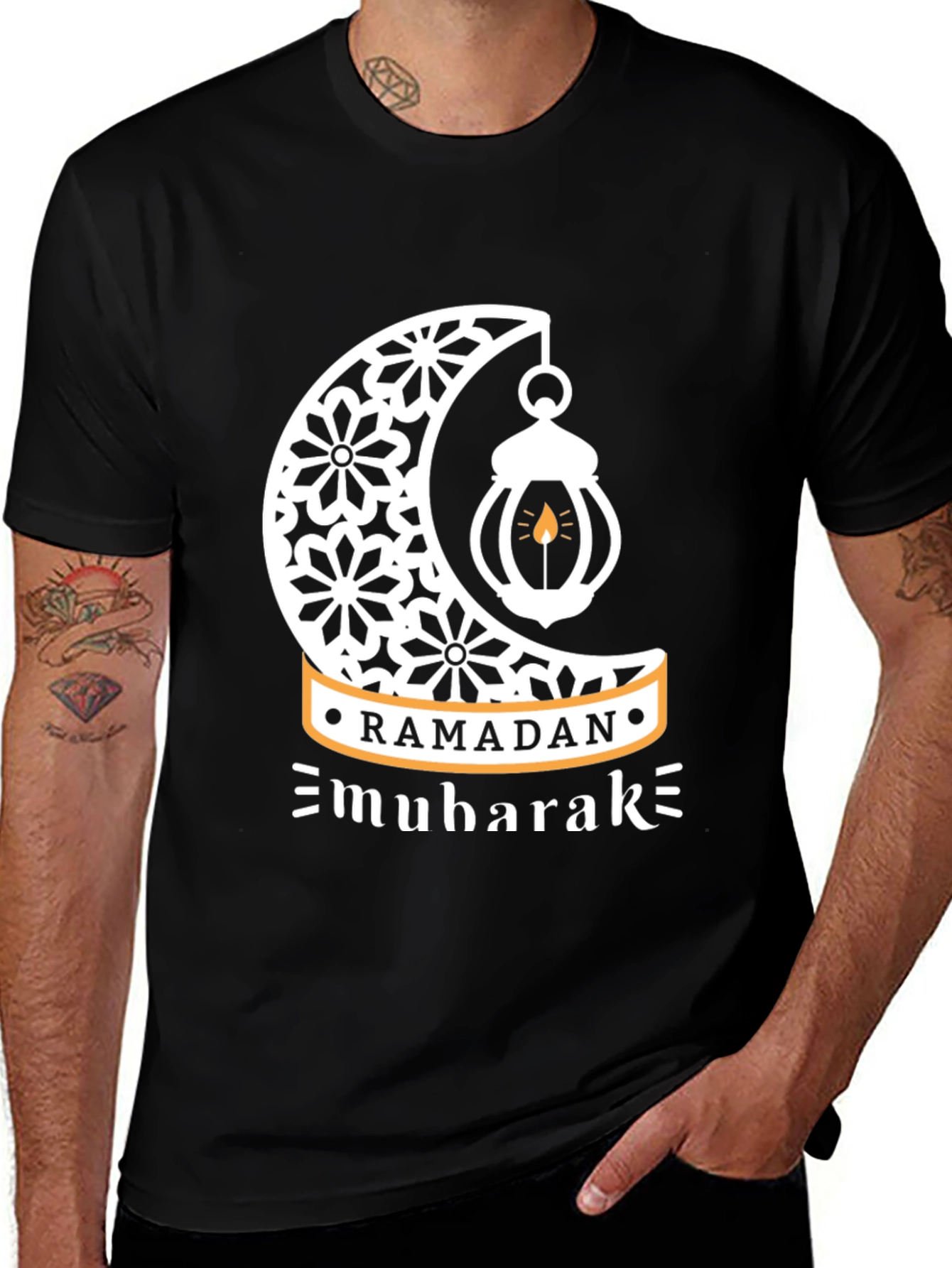 Ramadan Mubarak T-Shirt - Festive Islamic Crescent Moon Design