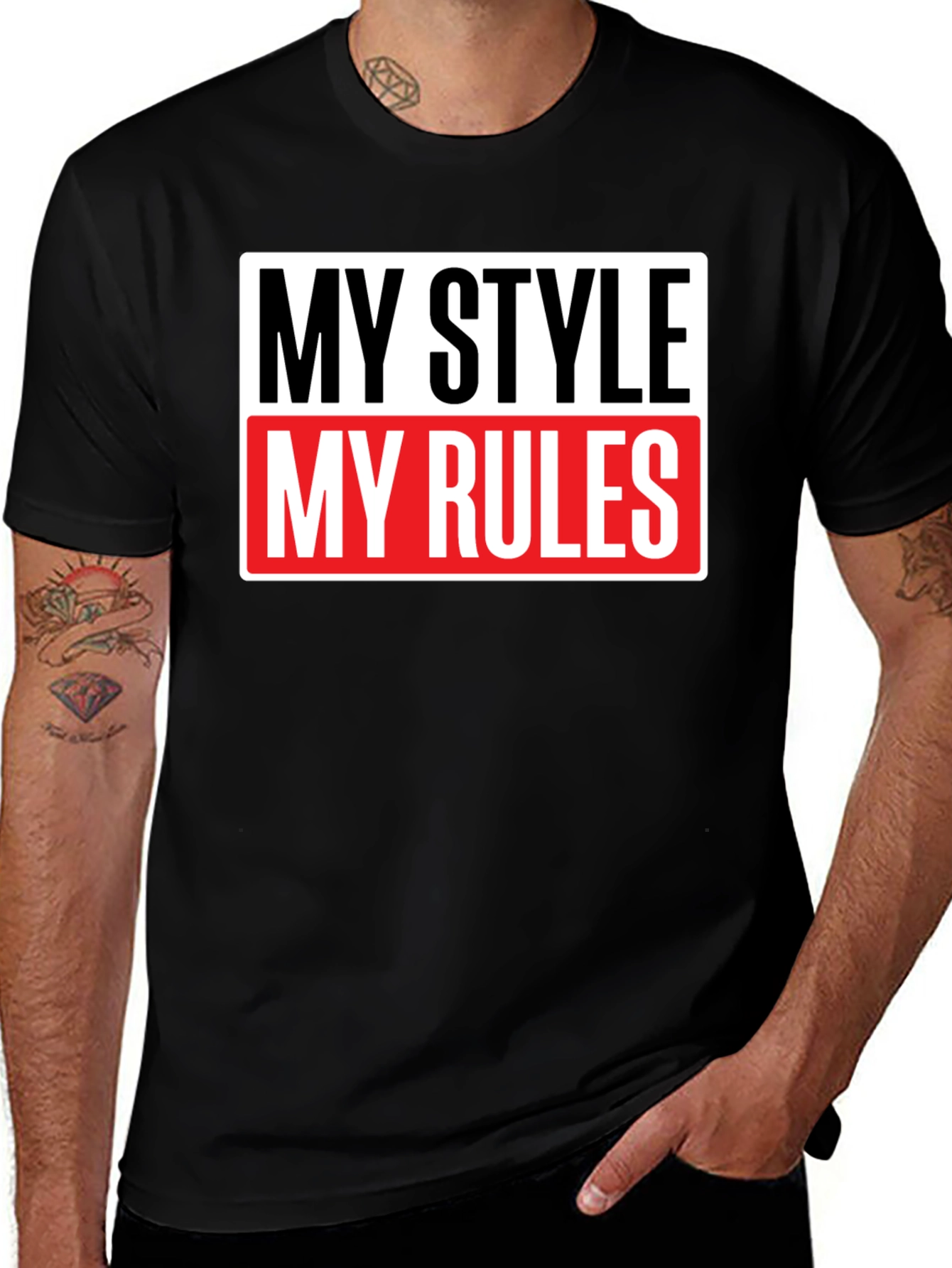 Variant 17 of My Style My Rules Black Graphic Tee