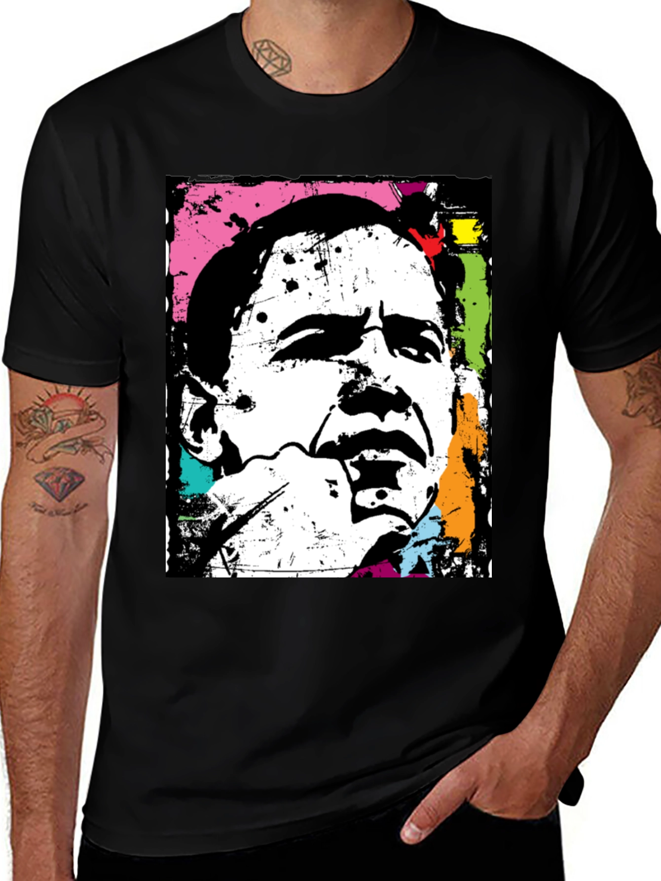 Variant 5 of Obama Pop Art Black T-Shirt