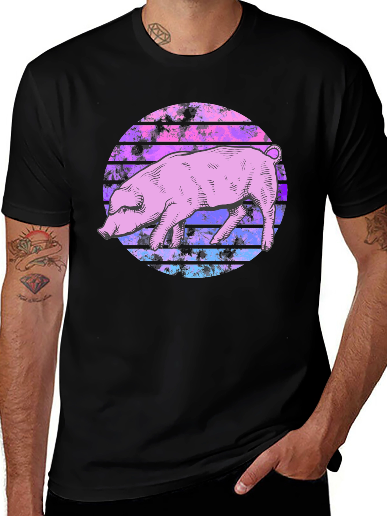 Variant 2 of Retro Pig Graphic Tee - Unique Style