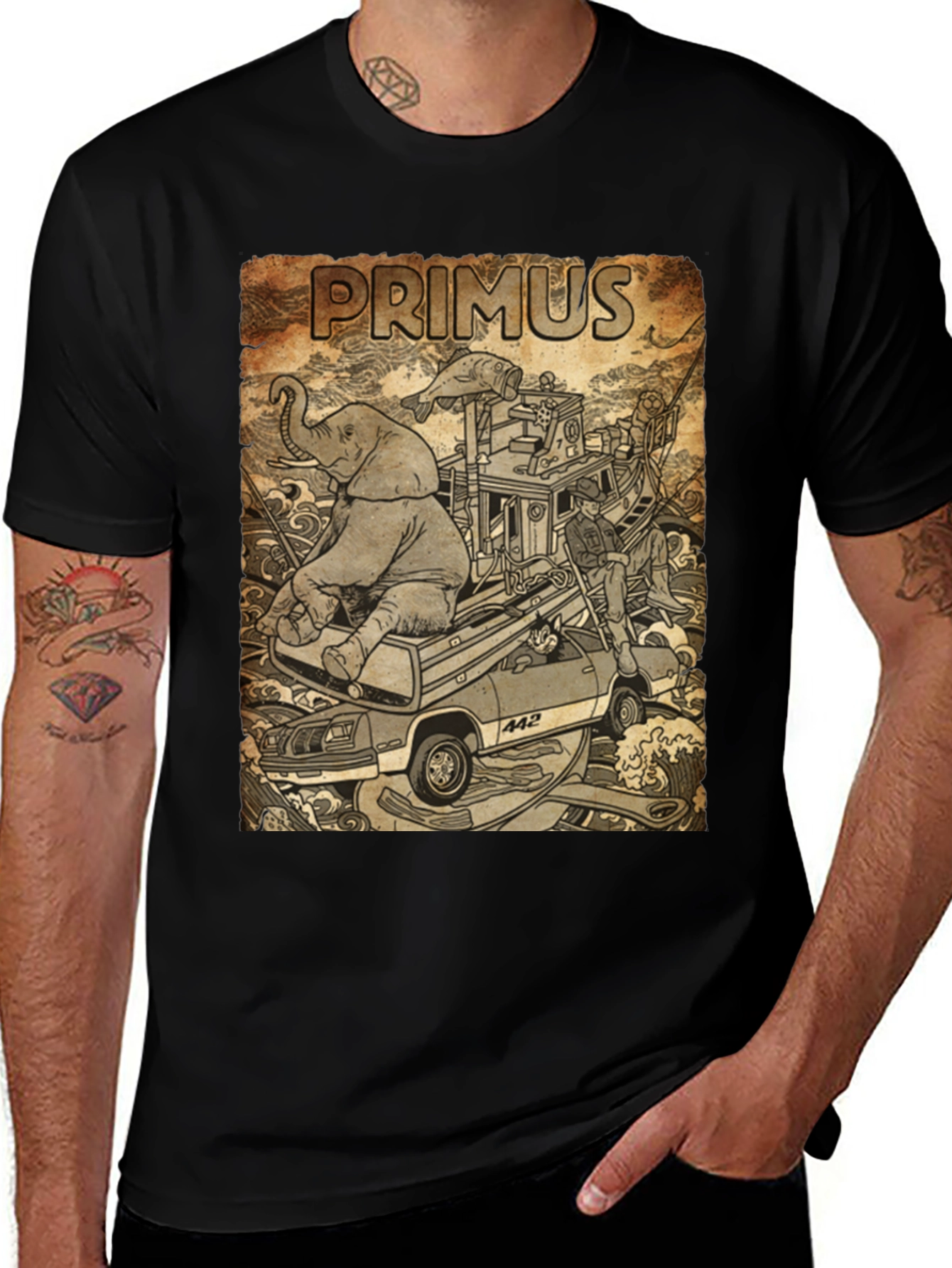 Primus Band Tee - Worn Look Black T-Shirt