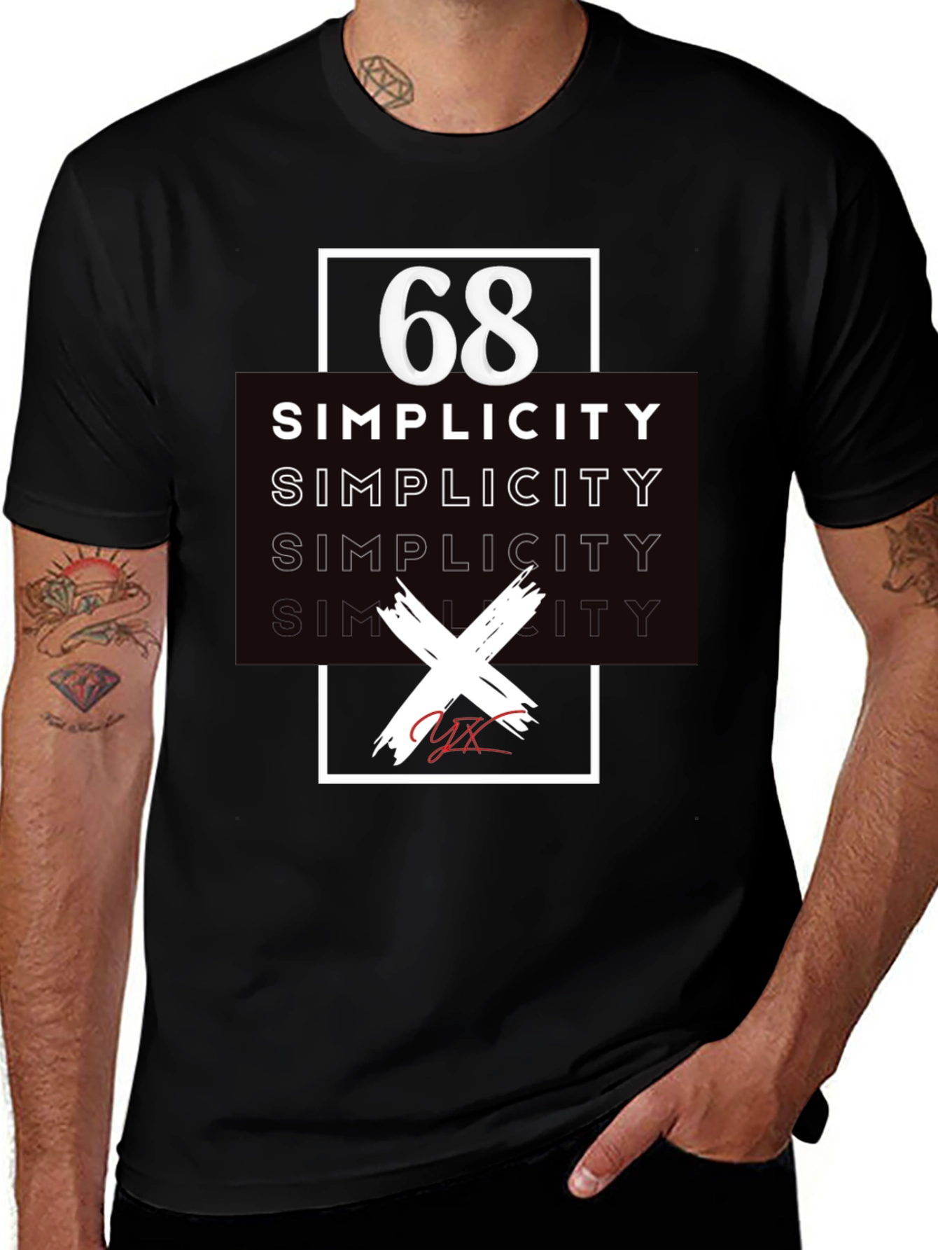 Variant 6 of Men's Black Graphic Tee - Simplicity 68