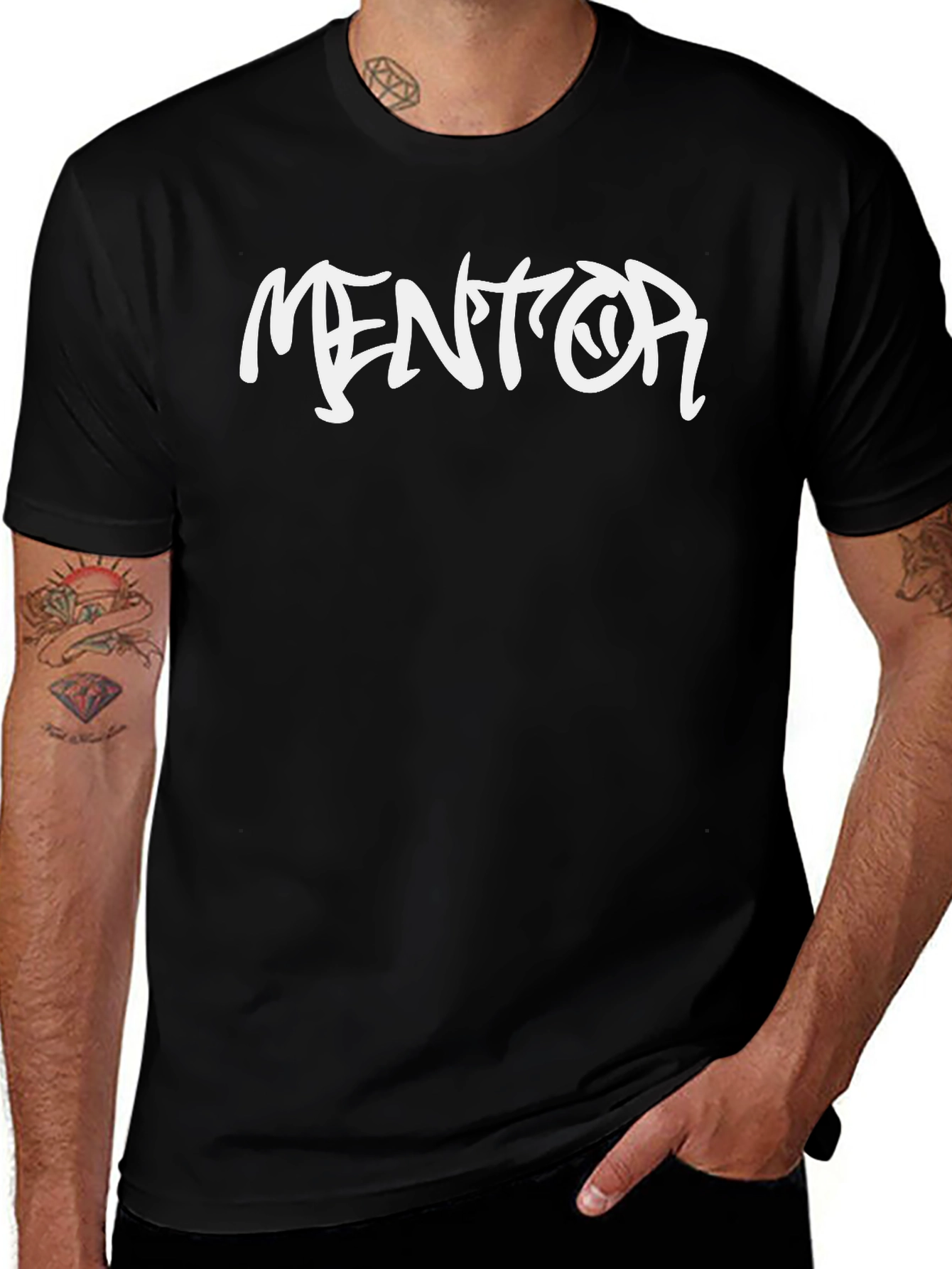 Variant 8 of Mentor Graphic Tee - Casual Black T-Shirt