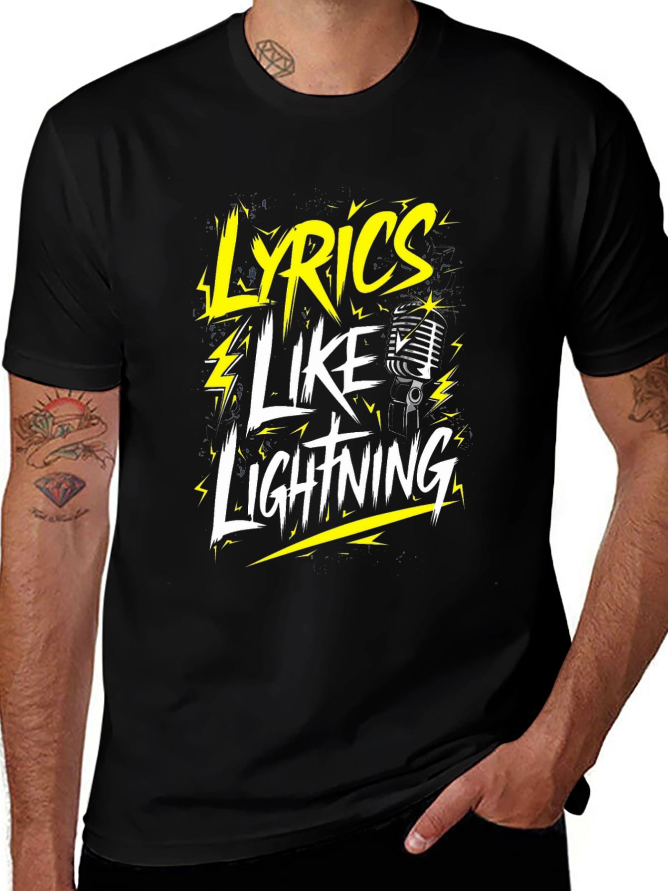 Variant 9 of Lyrics Like Lightning Graphic T-Shirt - Black