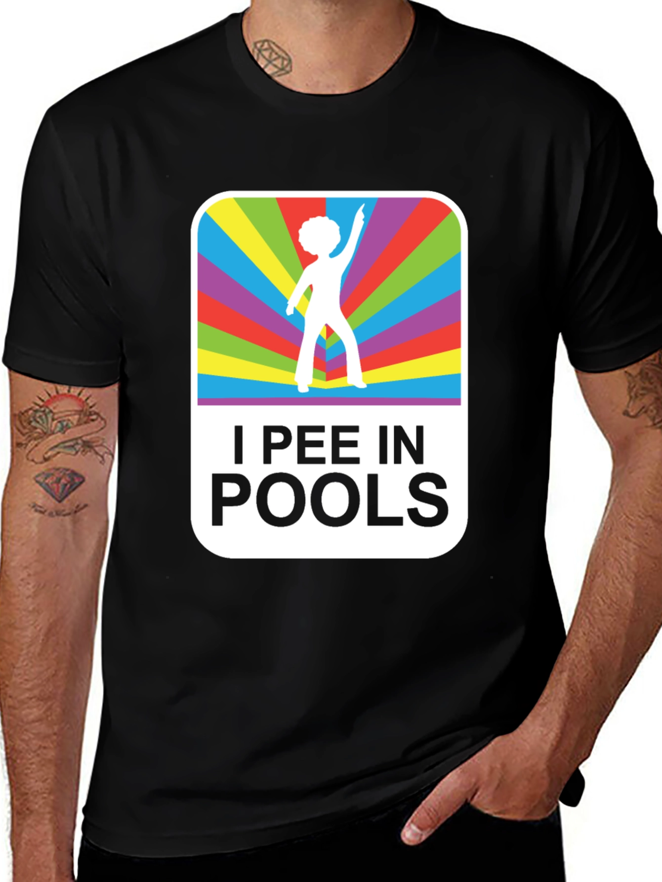 Variant 10 of Funny "I Pee In Pools" Disco T-Shirt