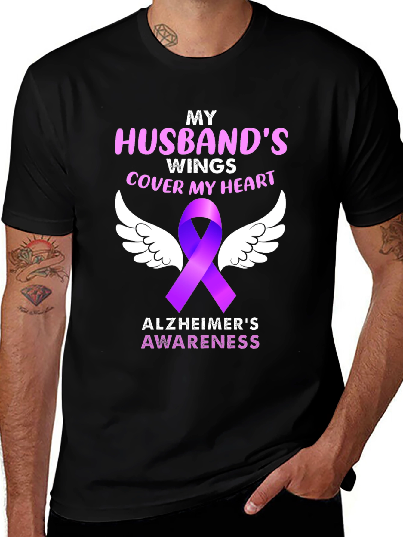 Husband's Wings Alzheimer's Awareness T-Shirt