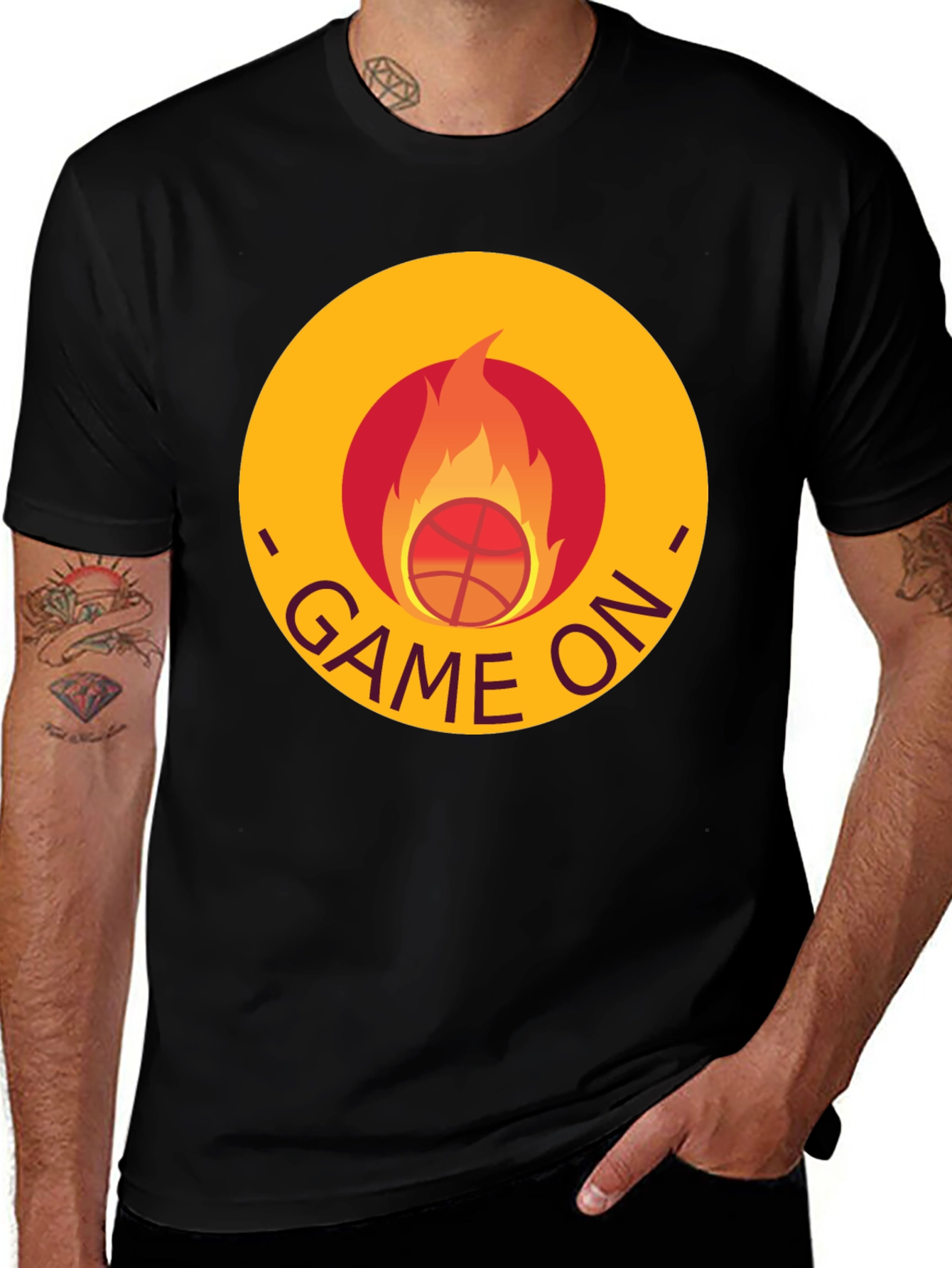 Variant 4 of Game On Basketball Flame Graphic Tee