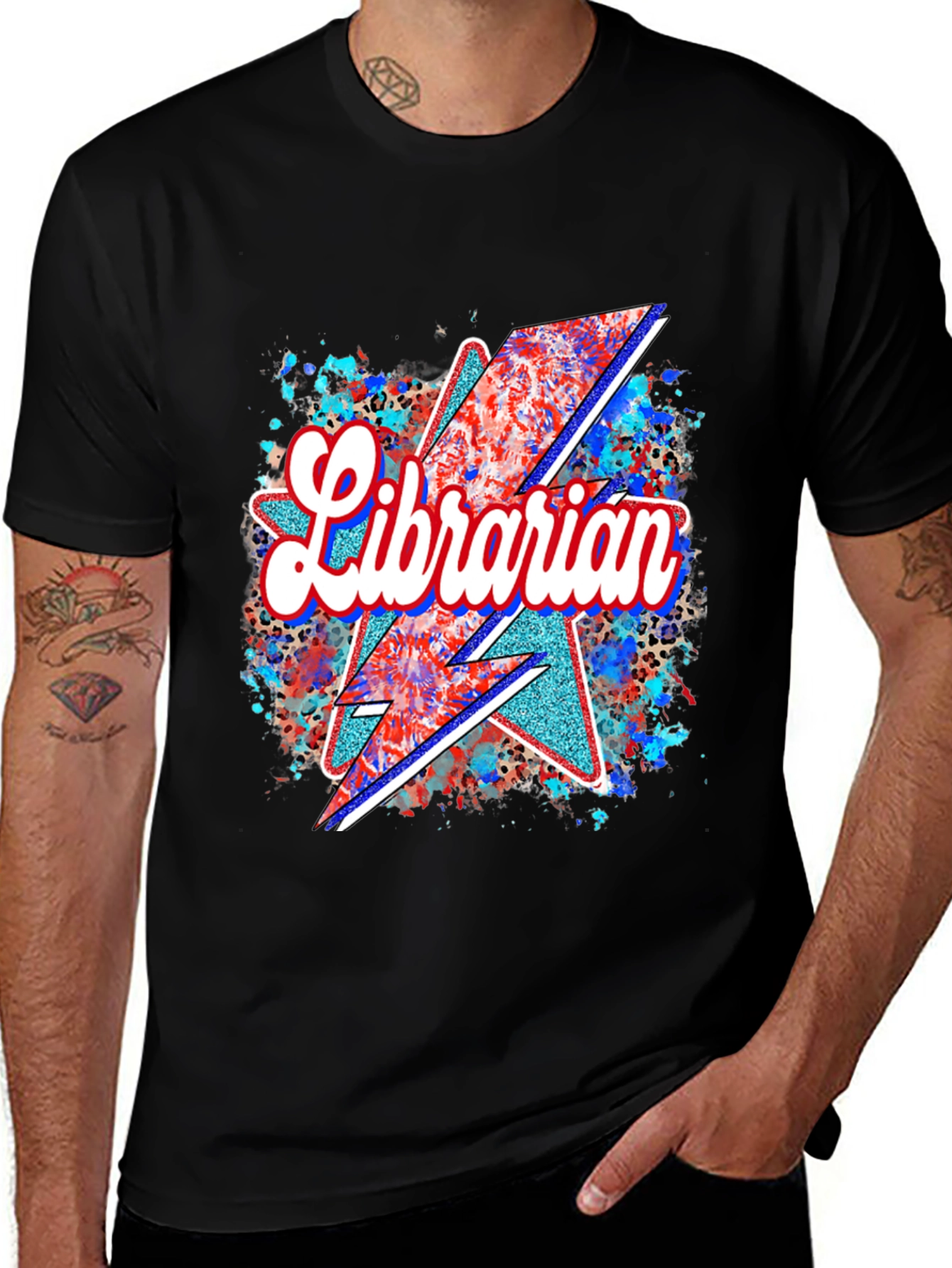 Variant 24 of Librarian Patriotic Lightning Bolt T-Shirt