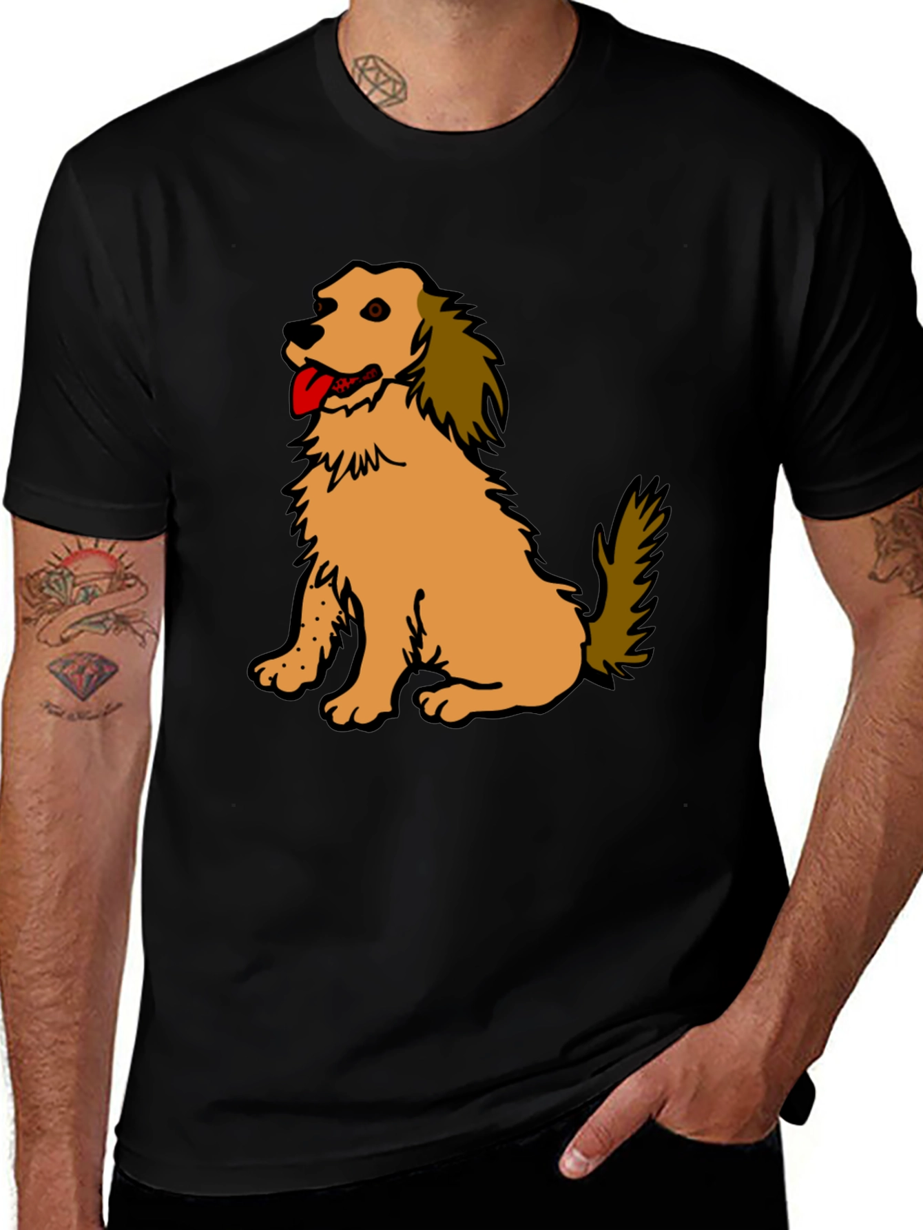Variant 30 of Cute Cartoon Dog Graphic Black T-Shirt