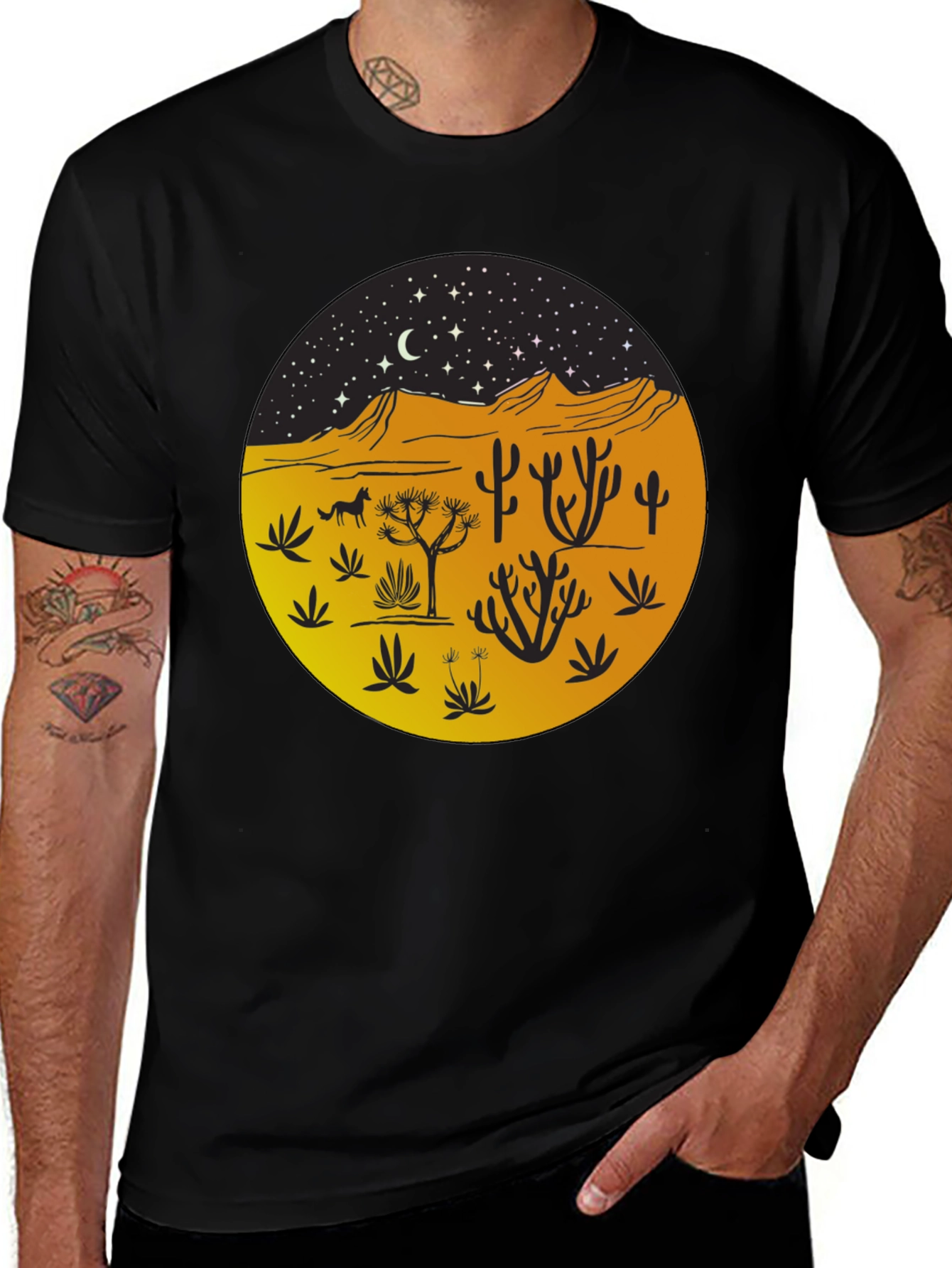 Variant 13 of Desert Night Graphic Tee - Unisex Black T-Shirt