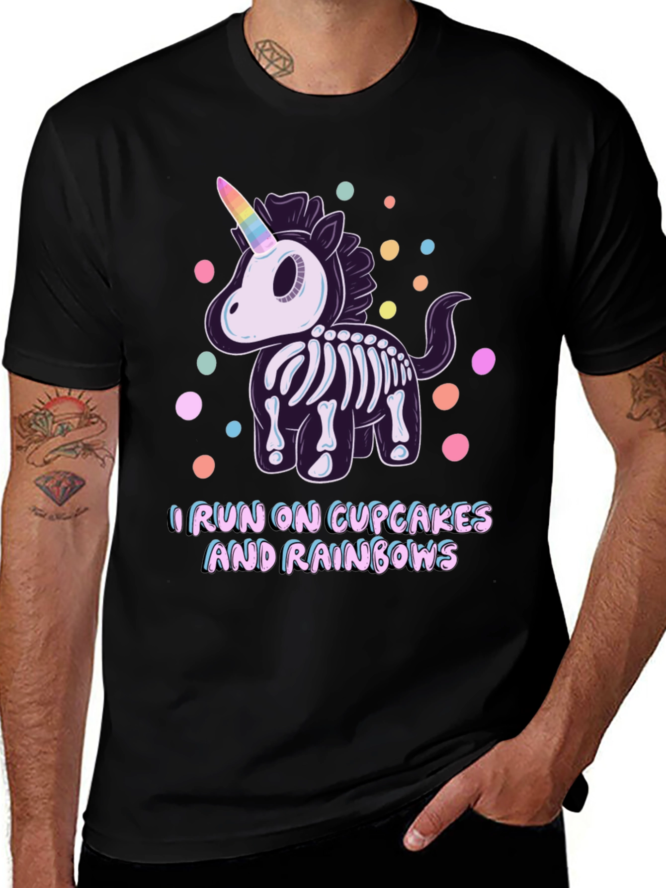 Variant 8 of Skeleton Unicorn Cupcake Rainbows Graphic T-Shirt