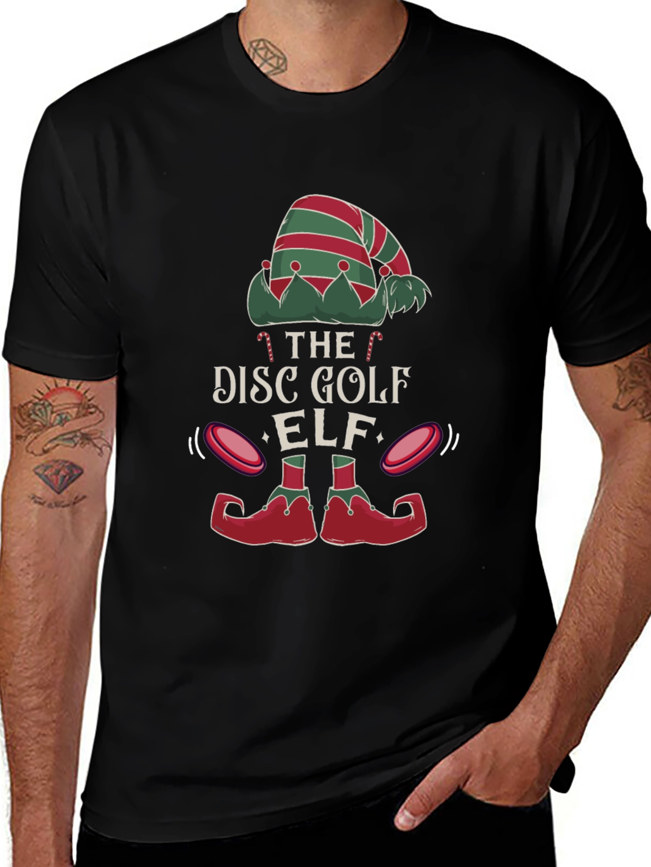 Variant 18 of Disc Golf Elf Graphic Tee - Holiday Festive Shirt