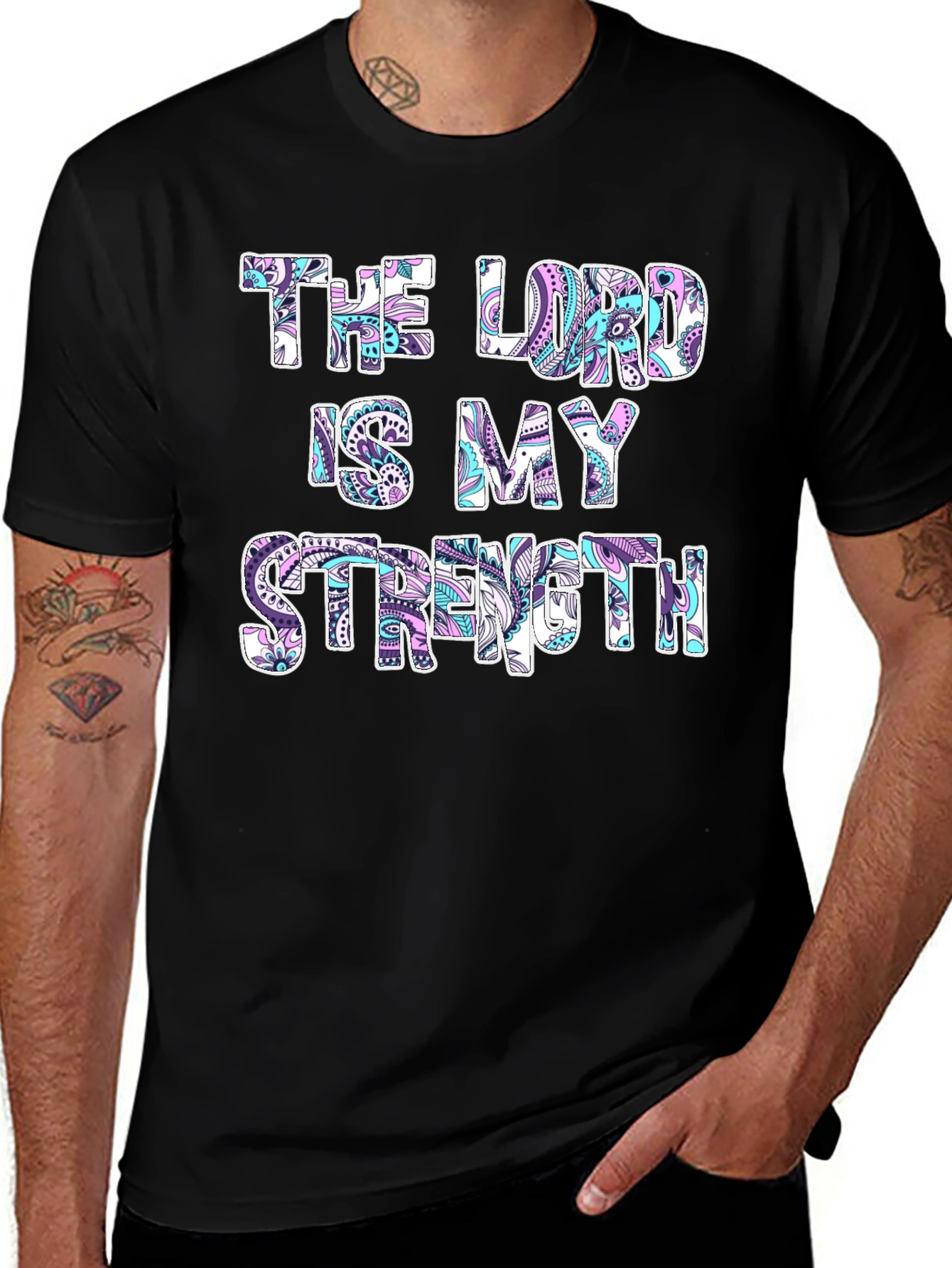 Black The Lord Is My Strength Graphic T-Shirt main image