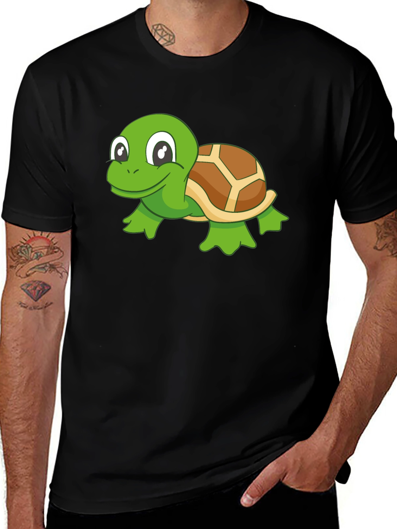 Variant 17 of Turtle Graphic Tee - Black Cotton T-Shirt
