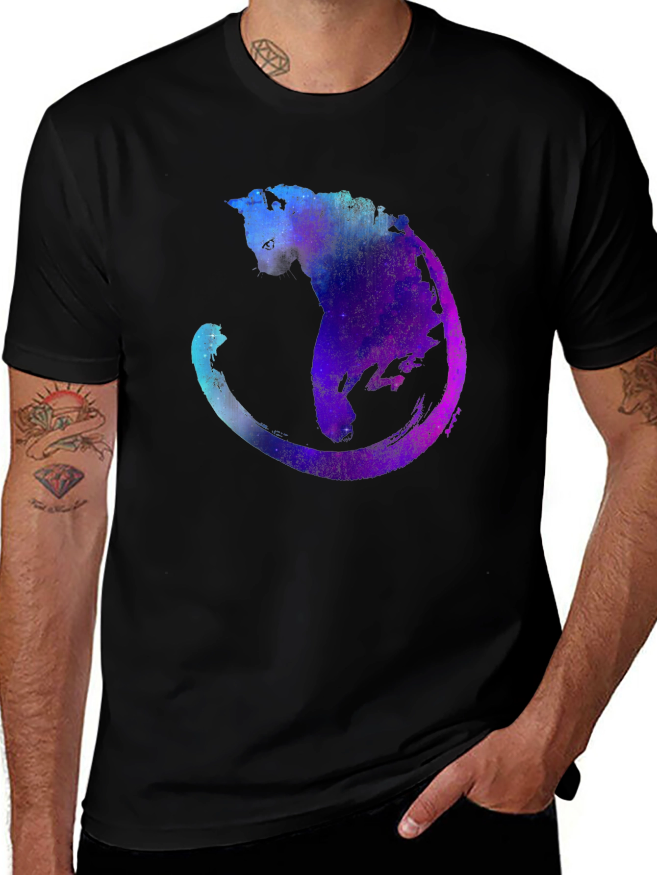 Variant 20 of Galaxy Cat Graphic T-Shirt - Cosmic Feline Tee