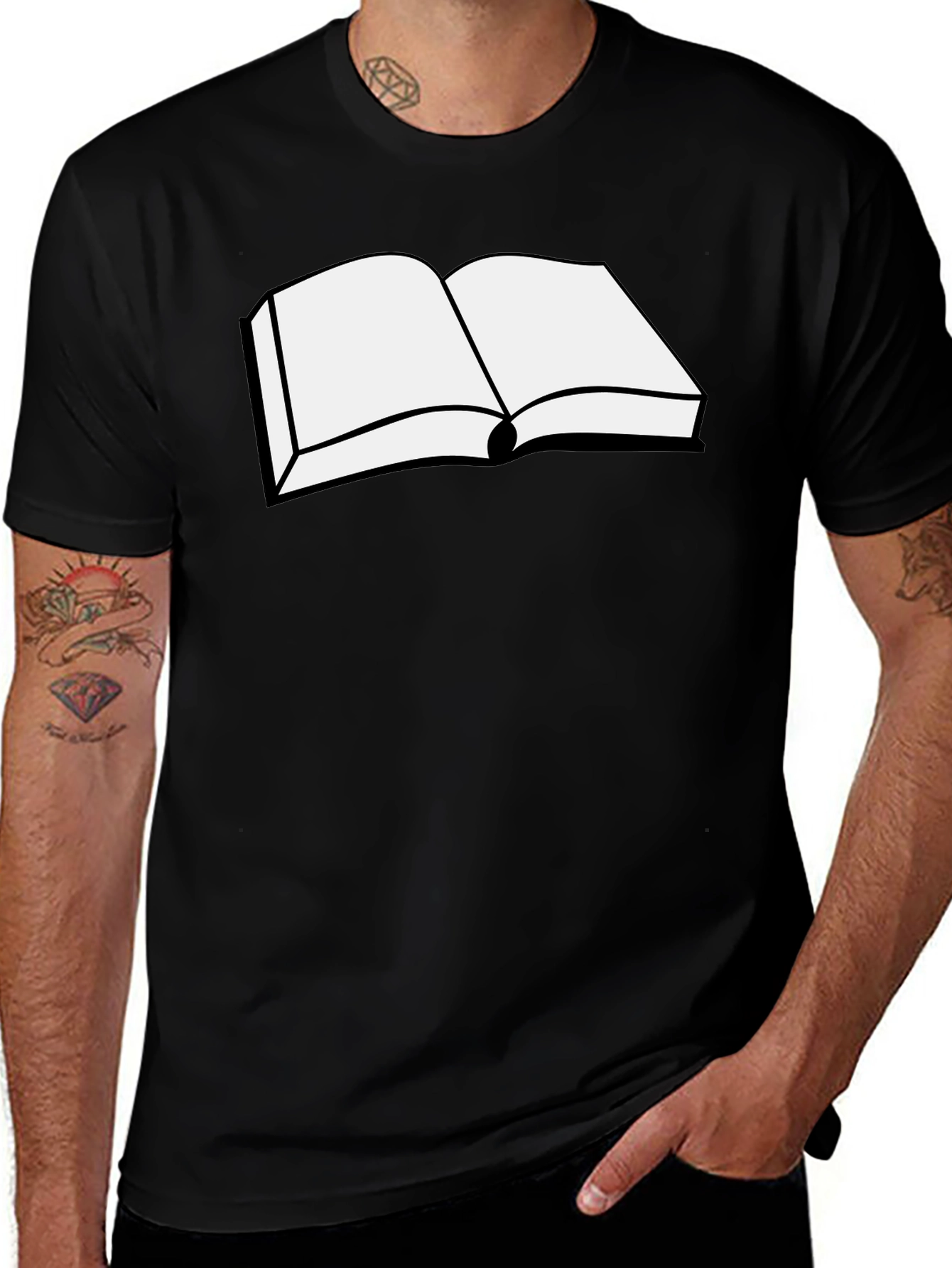 Variant 22 of Open Book Graphic Tee - Black Cotton T-Shirt