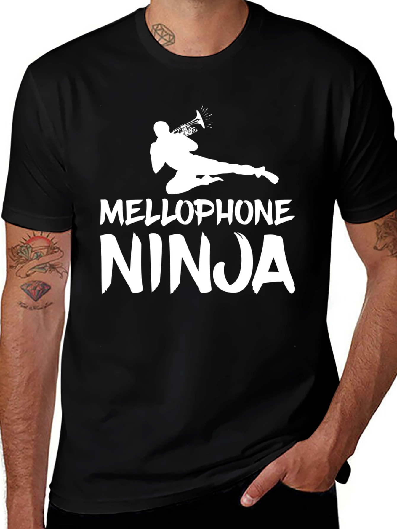 Mellophone Ninja T-Shirt - Funny Band Musician Tee