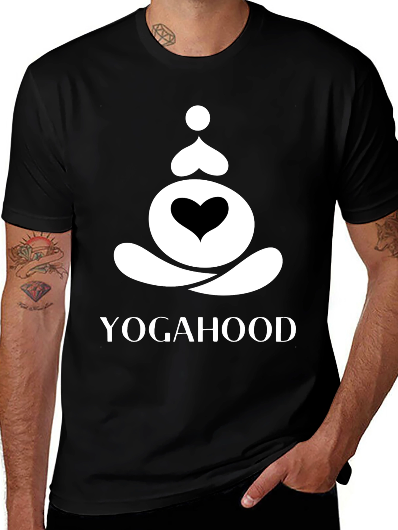 Variant 12 of Yogahood Black T-Shirt Yoga Meditation