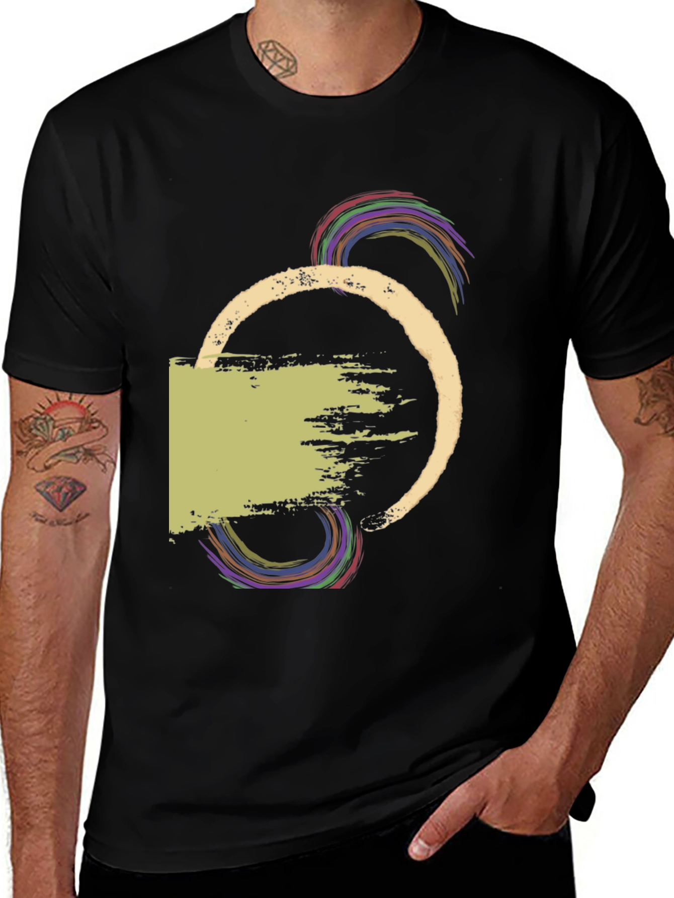 Variant 10 of Abstract Graphic Print Men's Black T-Shirt