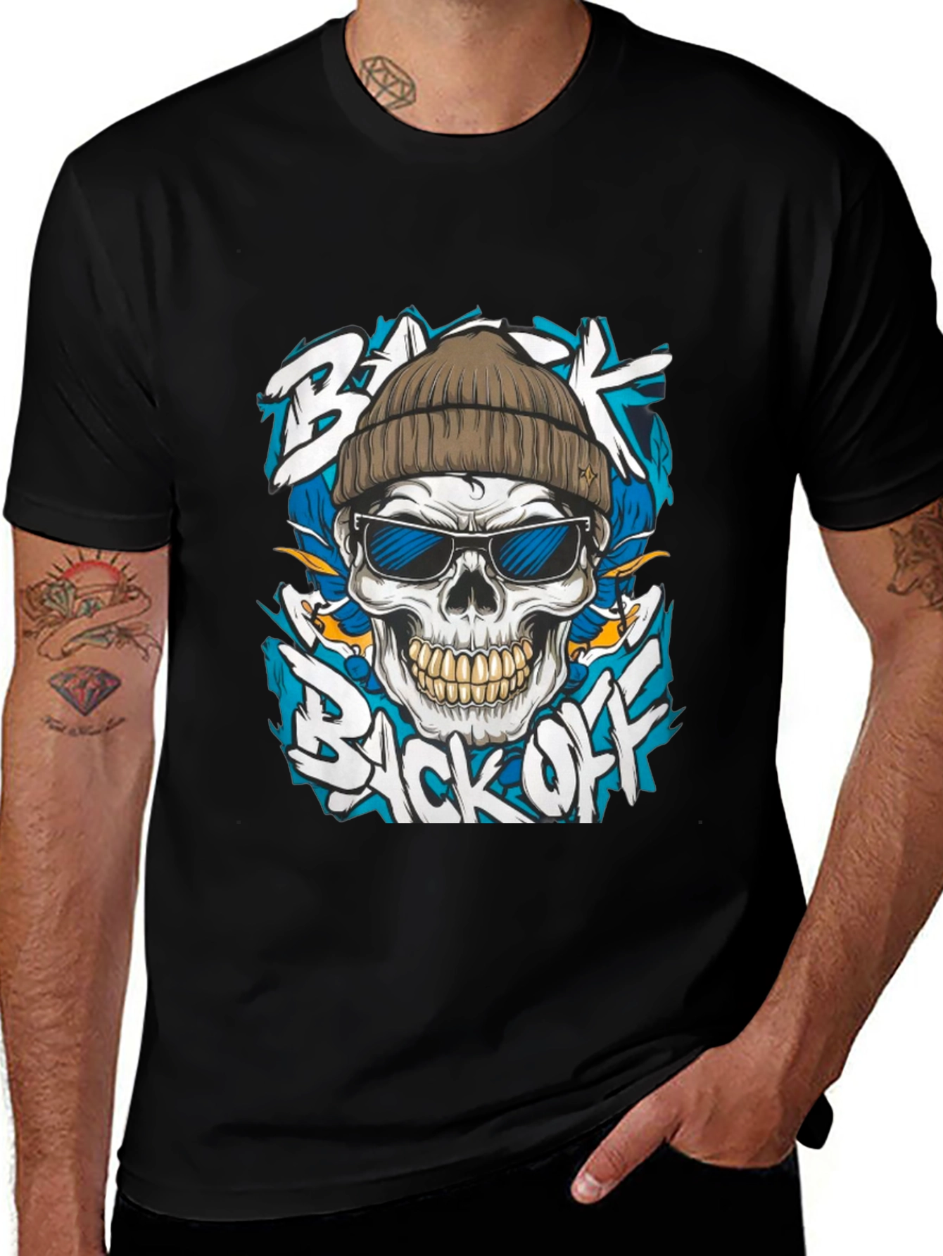 Variant 6 of Skull Graphic Tee - Back Off T-Shirt