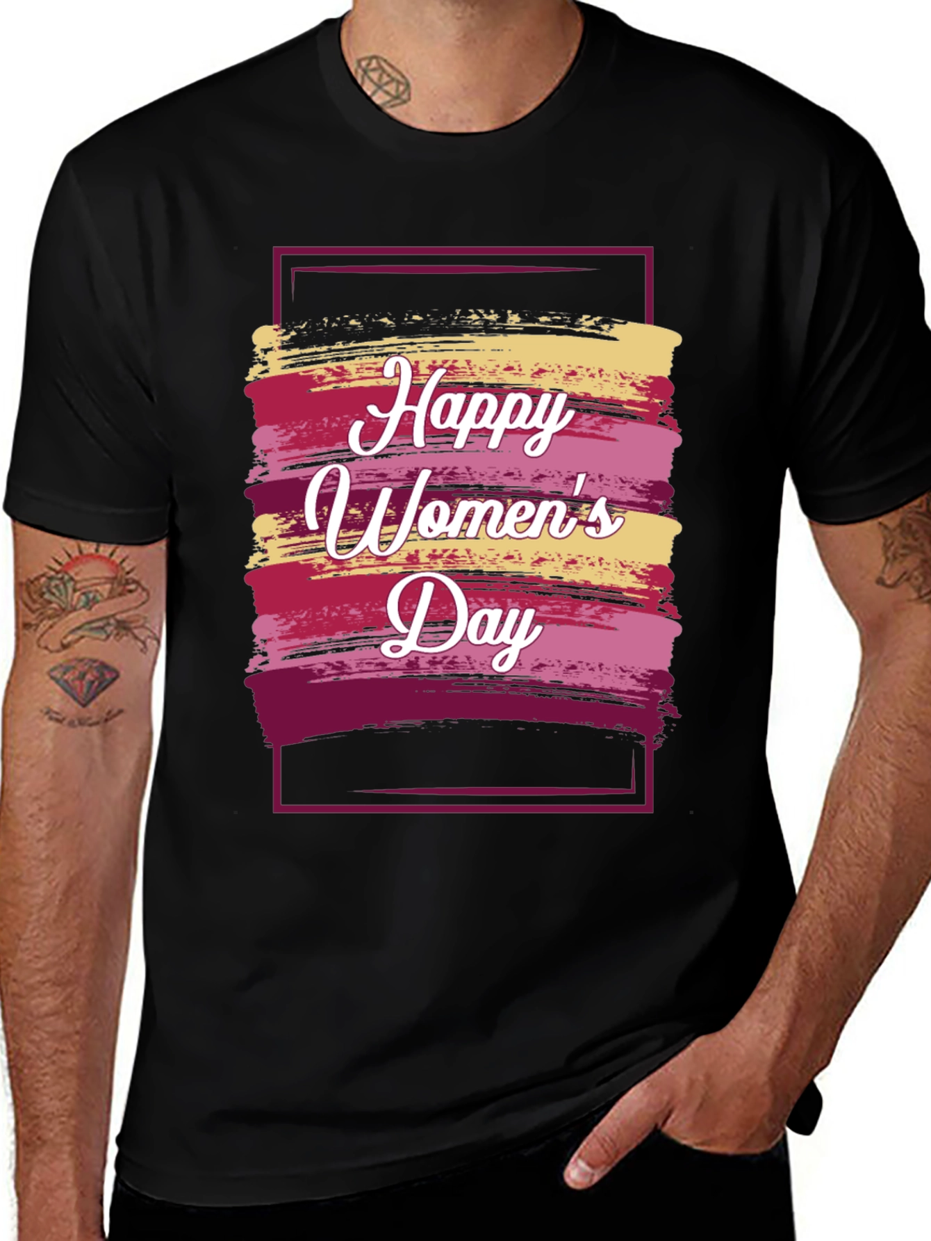 Happy Women's Day Graphic Tee - Black