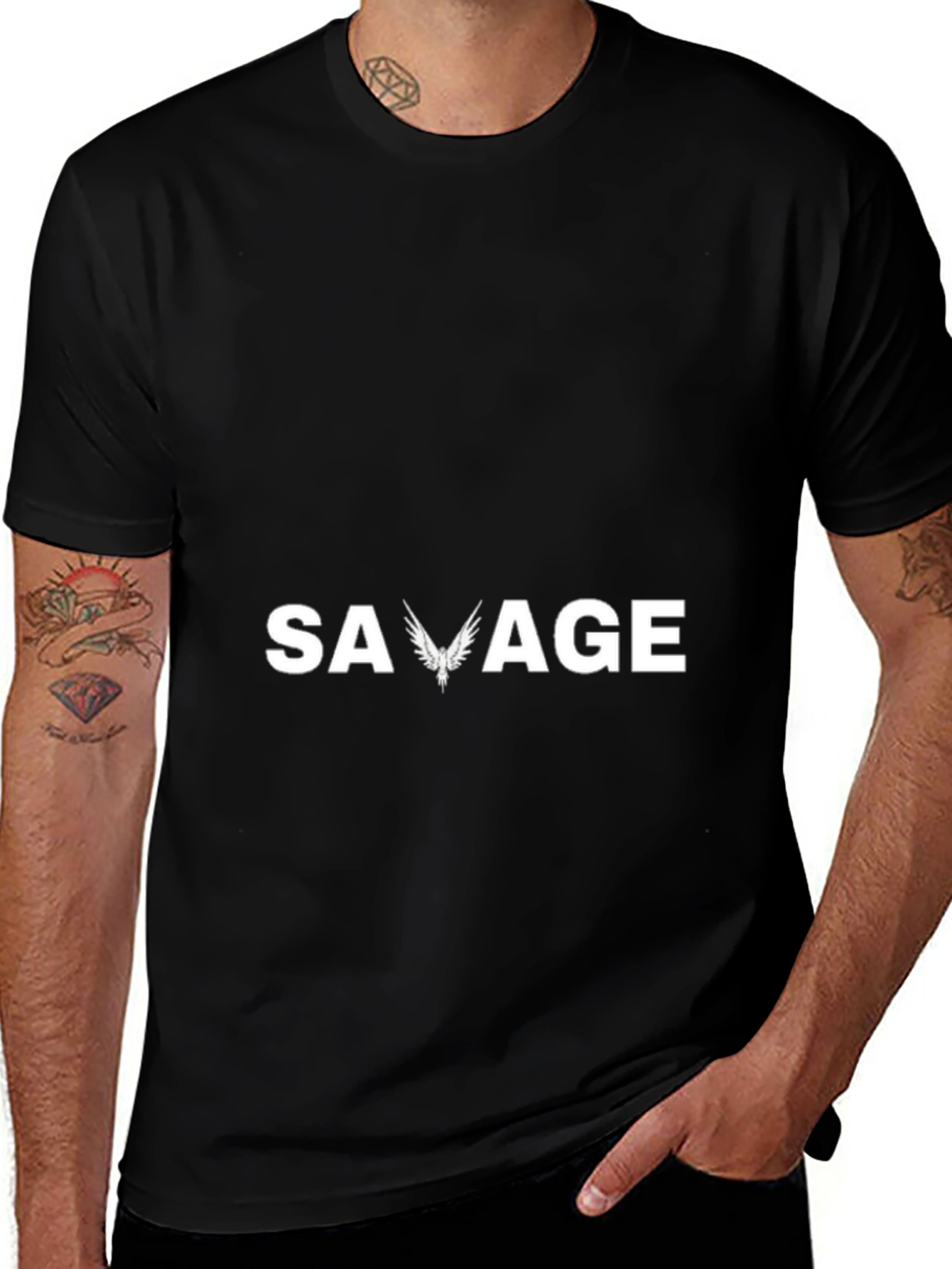 Variant 11 of Savage Graphic Print Tee - Black Casual Cotton T-Shirt