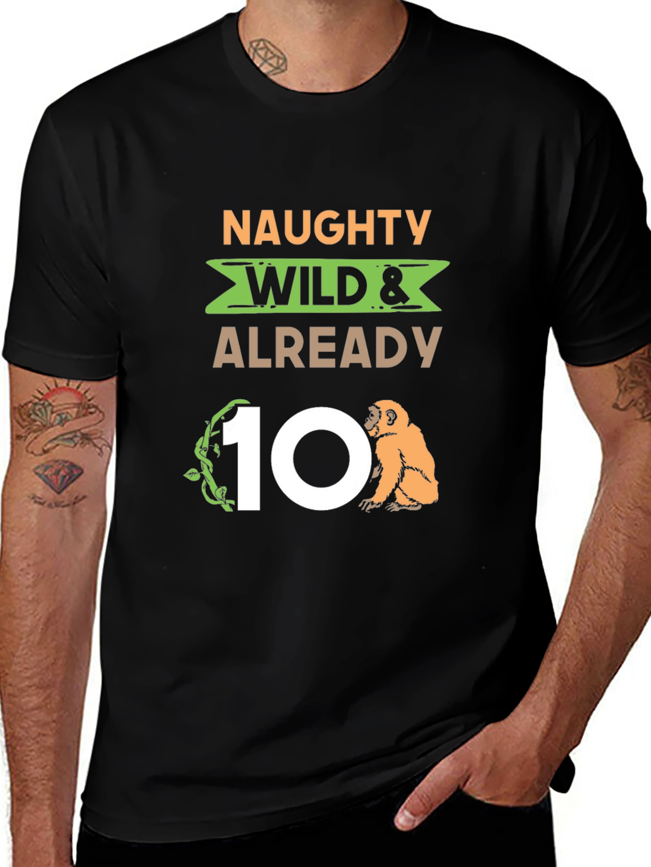 Variant 16 of Naughty & Wild 10th Birthday Monkey T-Shirt