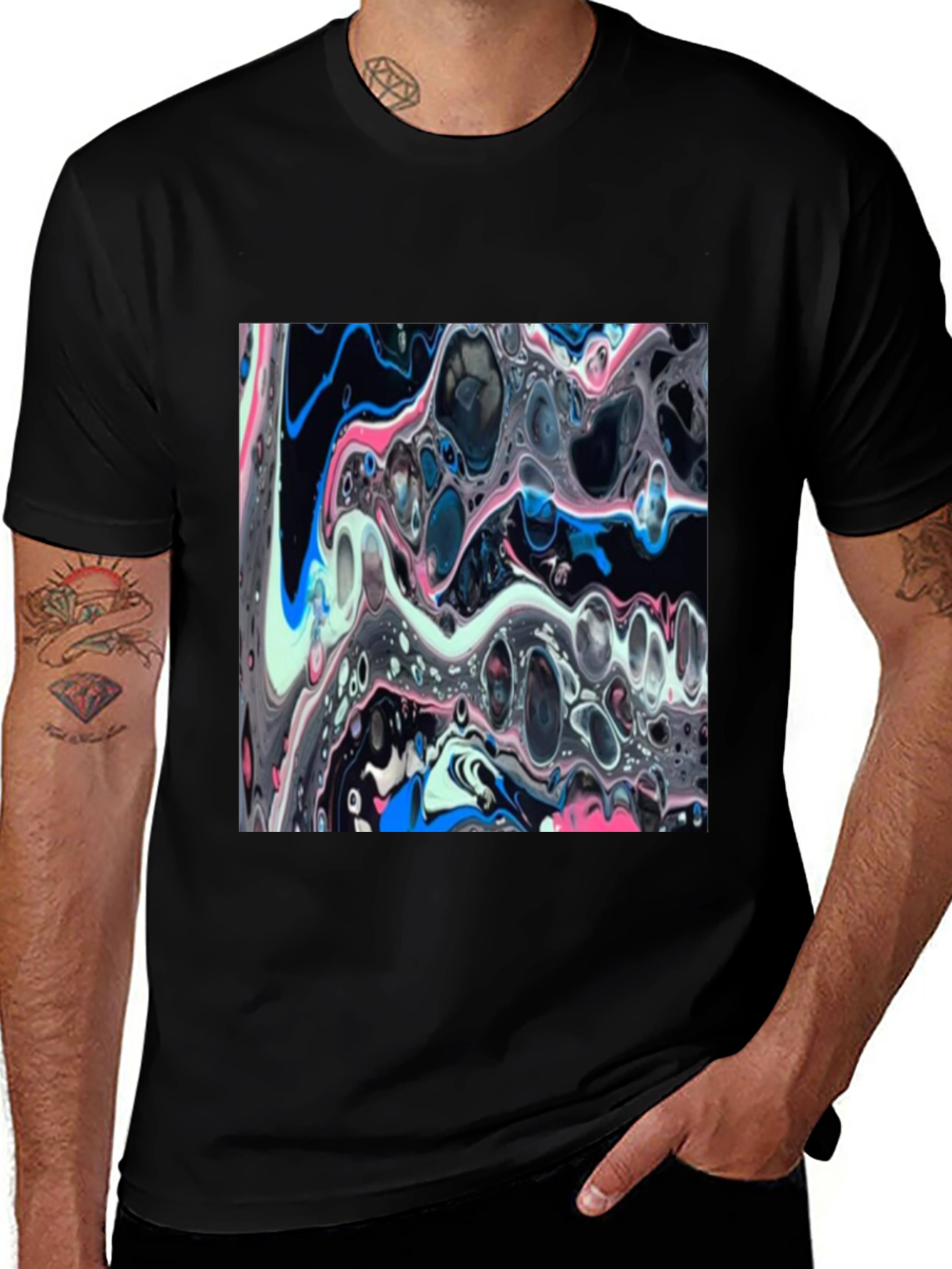 Variant 13 of Abstract Swirl Art Black T-Shirt