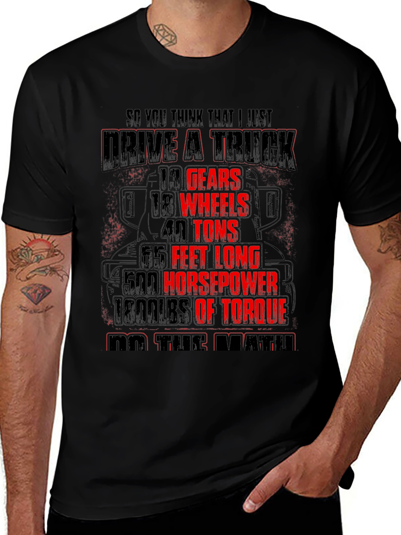 Variant 3 of Drive a Truck Black T-Shirt for Men