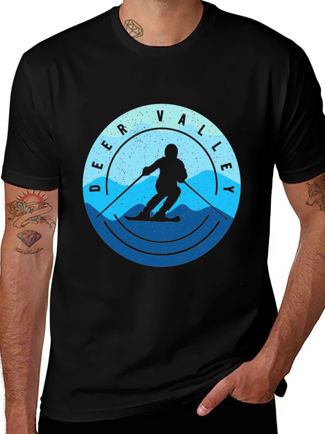 Deer Valley Ski T-Shirt: Black Cotton Tee