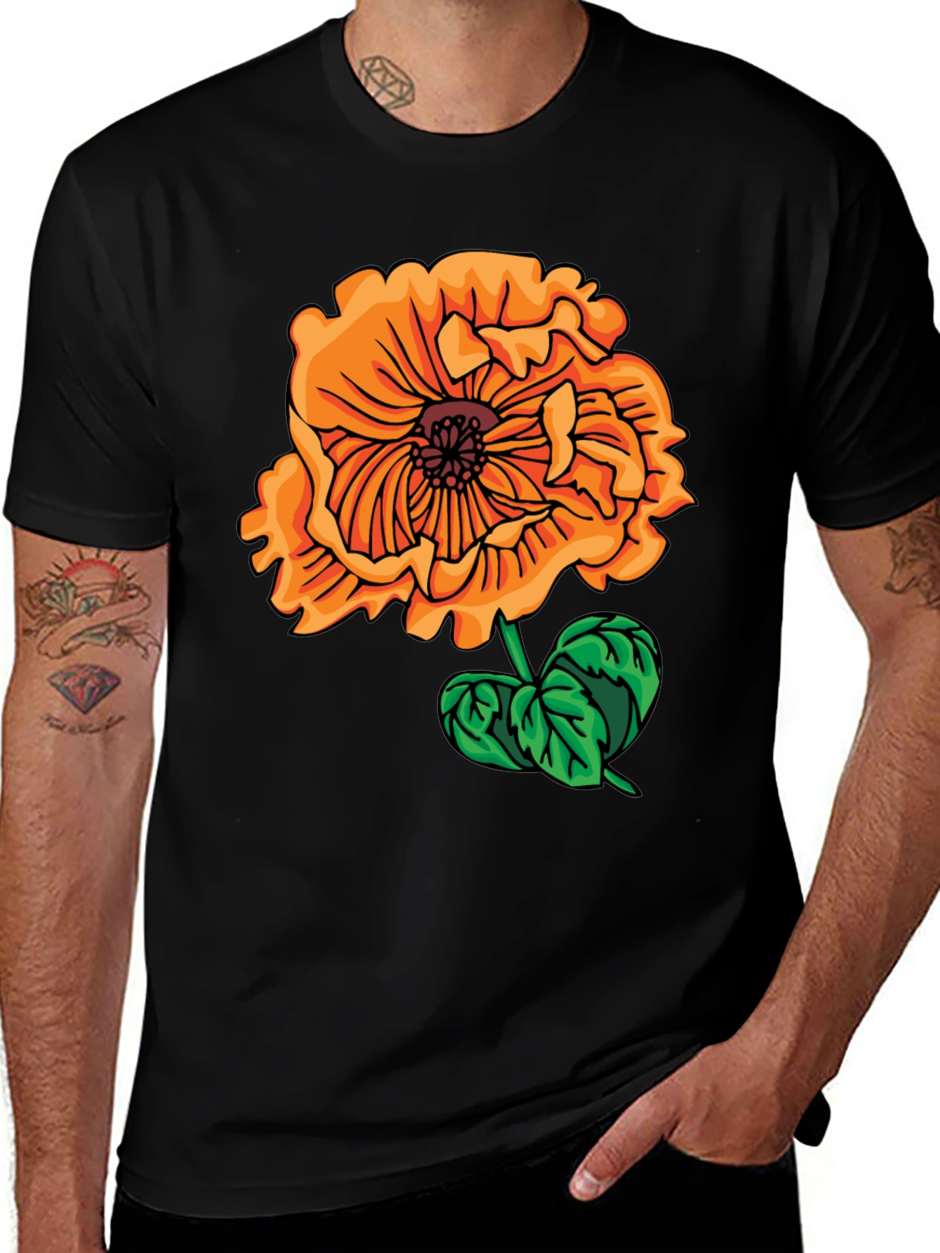 Variant 21 of Orange Flower Graphic Tee