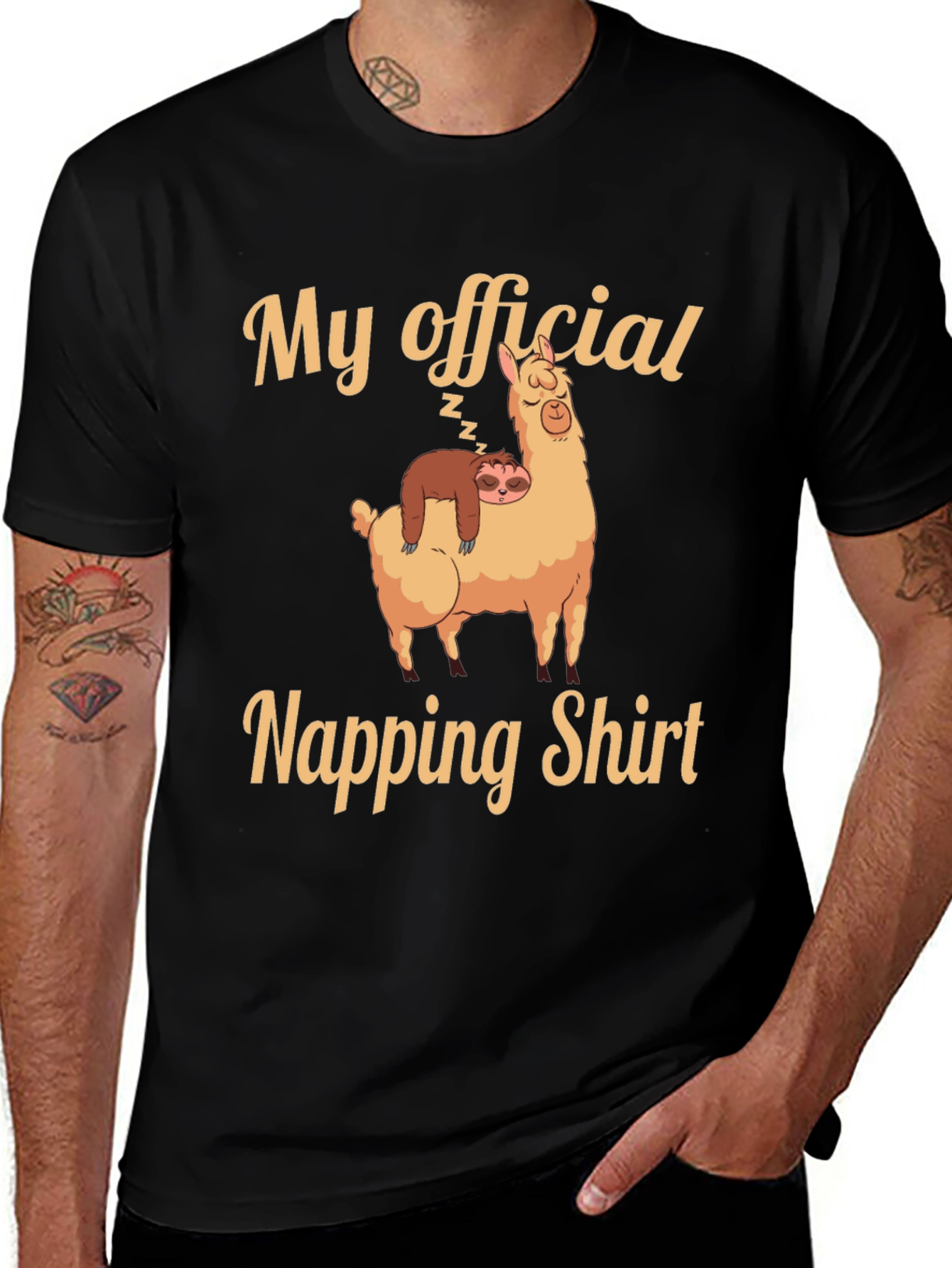 Variant 25 of Funny Napping Shirt - Sloth on Llama